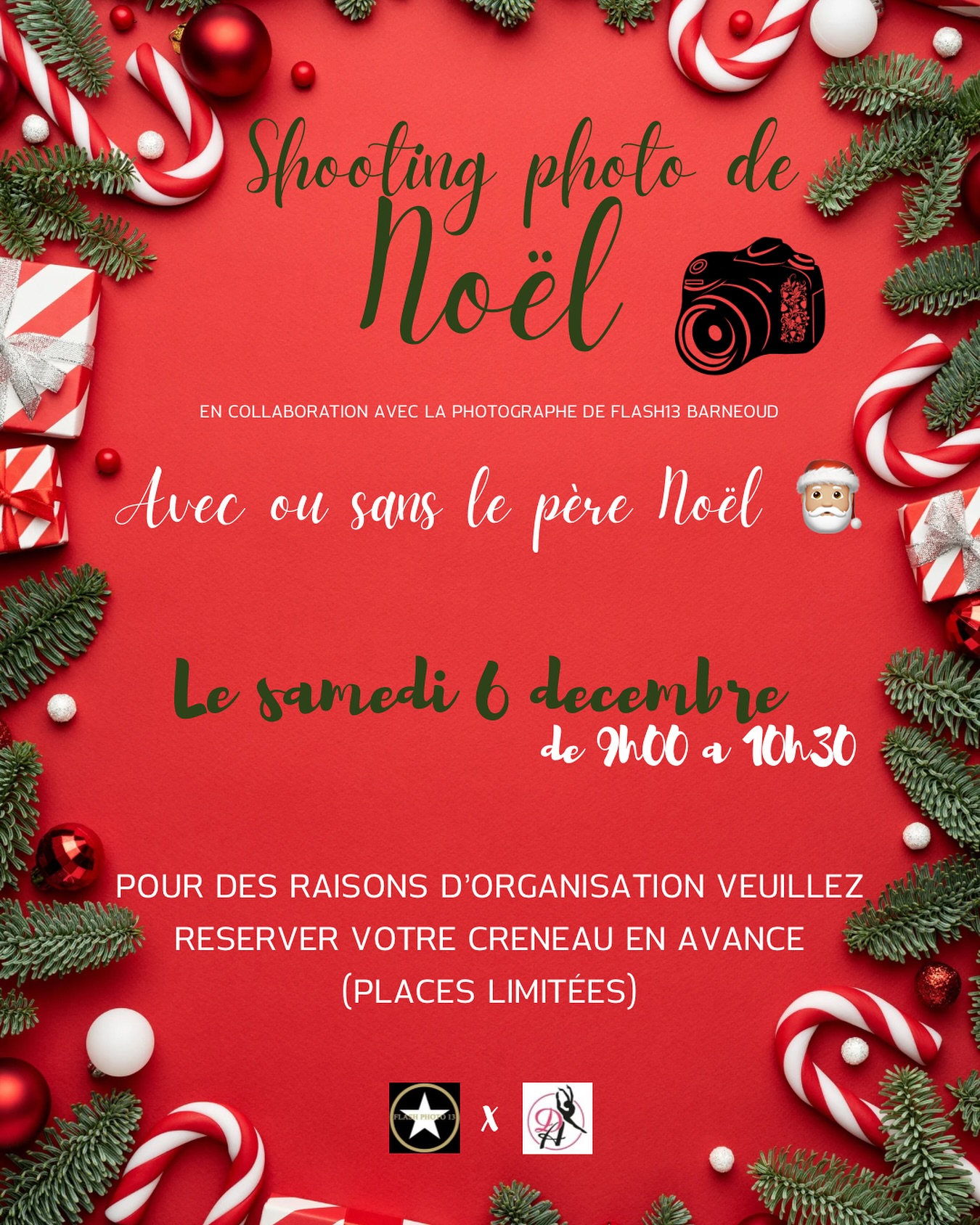 ✨Pour la deuxième année consécutive, Dance Attitude s’associe avec @flashphoto.plan afin de faire vivre à nos petites danseuses un moment unique et privilégié 🎅🏼
Samedi 6 décembre, venez partager un shooting photo avec une photographe professionnelle, un décor studio et le Père Noël en personne !
Toutes les infos sont affichées à l’école de danse
Réservez votre créneau et venez en famille 🧑🧑🧒🧒
Attention, places limitées ⚠️