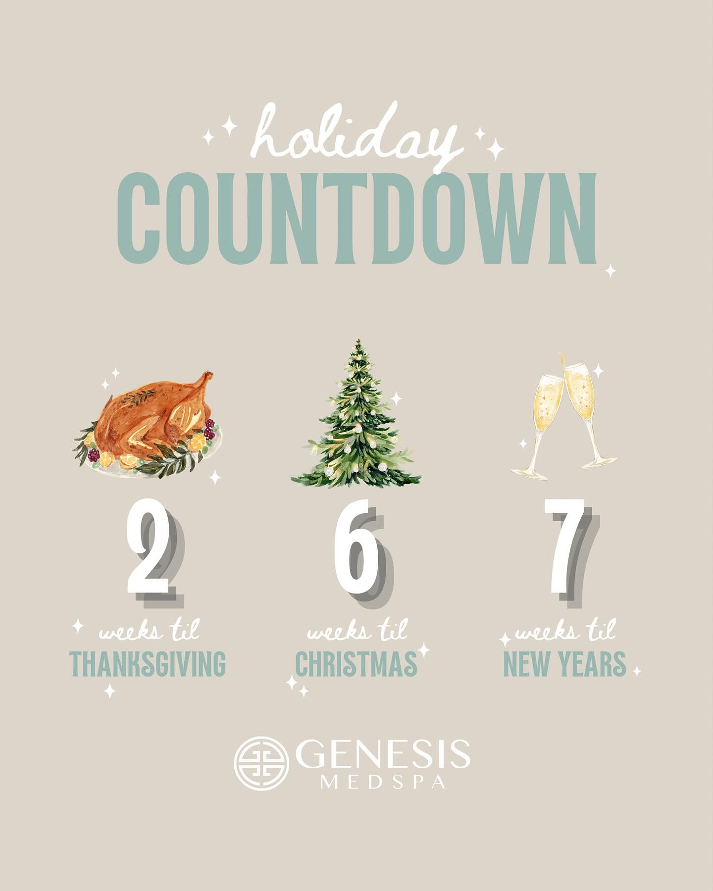 Countdown to the holidays is ON! ⏳✨
Thanksgiving → Christmas → NYE
Now is the perfect time to schedule treatments so your skin is glowing through it all!
Call to book now & don’t forget to take advantage of Botox Day special pricing, limited spots available!
5302 114th St. | 806-401-0460
www.genesismedspatx.com
#holiday #lubbock #genesismedspa #zoskinhealth #hydrafacial #botox #dysport #filler #sculptra #medspa