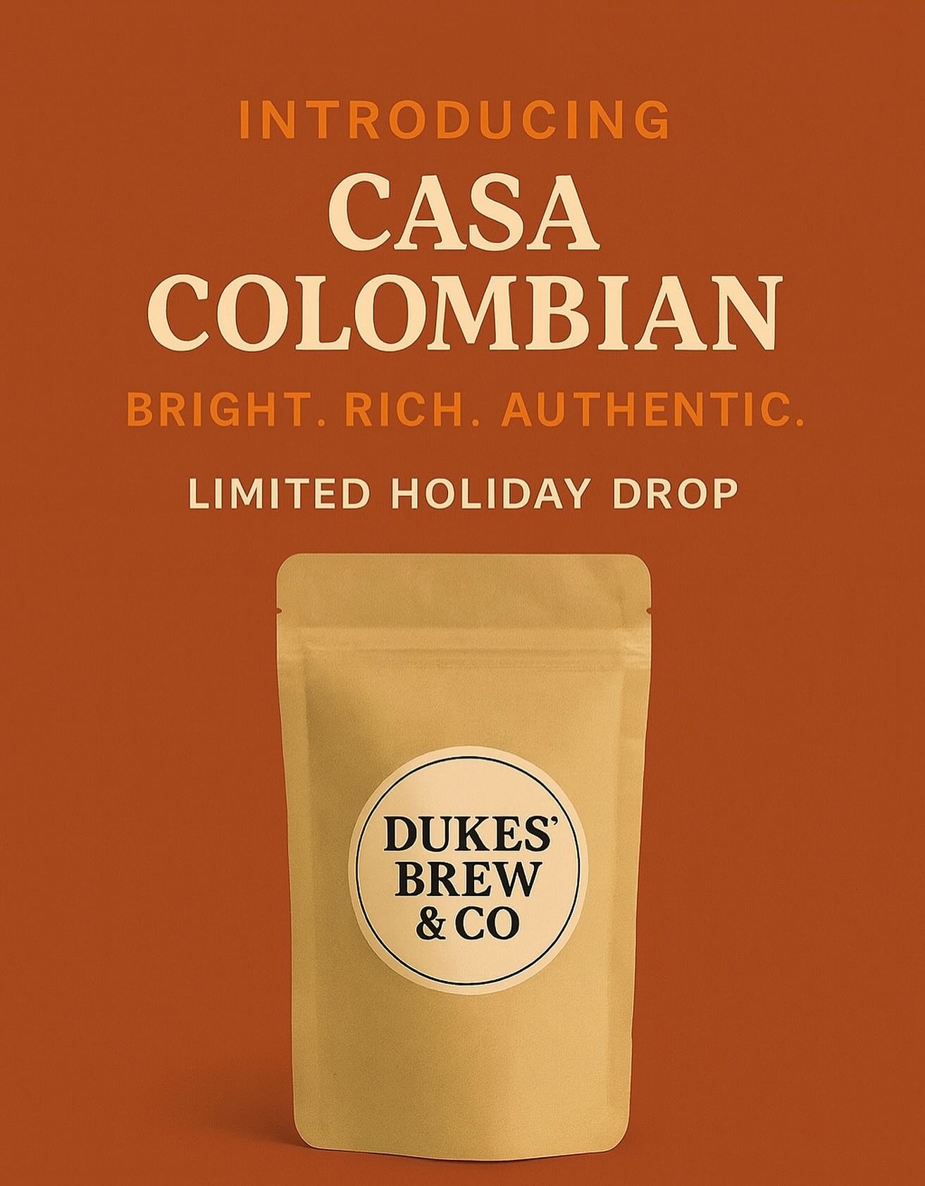 Introducing Casa Colombian our bright, rich, authentic single-origin roast, just in time for the holidays ✨
Smooth, naturally sweet, and made for slow mornings, cozy gatherings, and the people you love. A little luxury you can enjoy at home (freshly ground and ready to brew) or gift to someone who deserves a coffee experience worth sharing.
Think:
✨ Warm holiday vibes
✨ Elevated flavor
✨ A beautiful gift for coffee lovers
Enjoy Casa Colombian on its own or add it to our Thanksgiving Trio Bundle (stay tuned) for an effortless, flavor-filled holiday treat.
Pre-order now.
Fulfillment starts Friday.
Limited bags available 👀☕️
How to get yours:
📤Purchase or Pickup at Dukes’ Brew and Co. shop (@myrtlejeanlofts - Philadelphia)
📦 Priority Shipping nationwide — ships within 48 hours
🛒 Order on our website (link in bio) or DM to reserve
Where coffee meets community — and where every sip feels like home.
#DukesBrewAndCo##CasaColombian #SmallBatchCoffee #HolidayCoffeeDrop #LimitedReleaseCoffee #PhillyCoffee #SpecialtyCoffeeRoaster #FreshRoastedCoffee #ShopLocalPhilly #WhereCoffeeMeetsCommunity #SupportSmallBusiness #CoffeeLoversClub #HolidayGiftingIdeas #CozySeasonVibes #WomenOwnedBusiness #BlackOwnedCoffee
