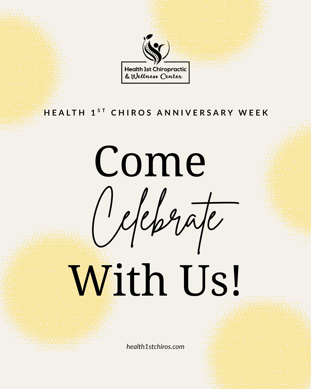 It’s Anniversary Week at Health 1st Chiropractic! 🎉
We can hardly believe another incredible year of serving, connecting, and empowering families is here — and we’re celebrating BIG!
Here’s what’s happening all week:
✨ Spirit Days — join in the fun and dress up with our team each day!
🐾 Finn’s Birthday Paw-ty (Nov. 20th) — treats, cuddles, and community fun!
🎁 Giveaways + Surprises all week long!
We’re so grateful for this amazing community who makes our mission possible — helping families thrive through better nervous system health. 💚
Let’s celebrate YOU — because Health 1st wouldn’t be what it is without our patients and families!
#Health1stChiropractic #AnniversaryWeek #GratefulCommunity #FamilyWellness #InverGroveHeights