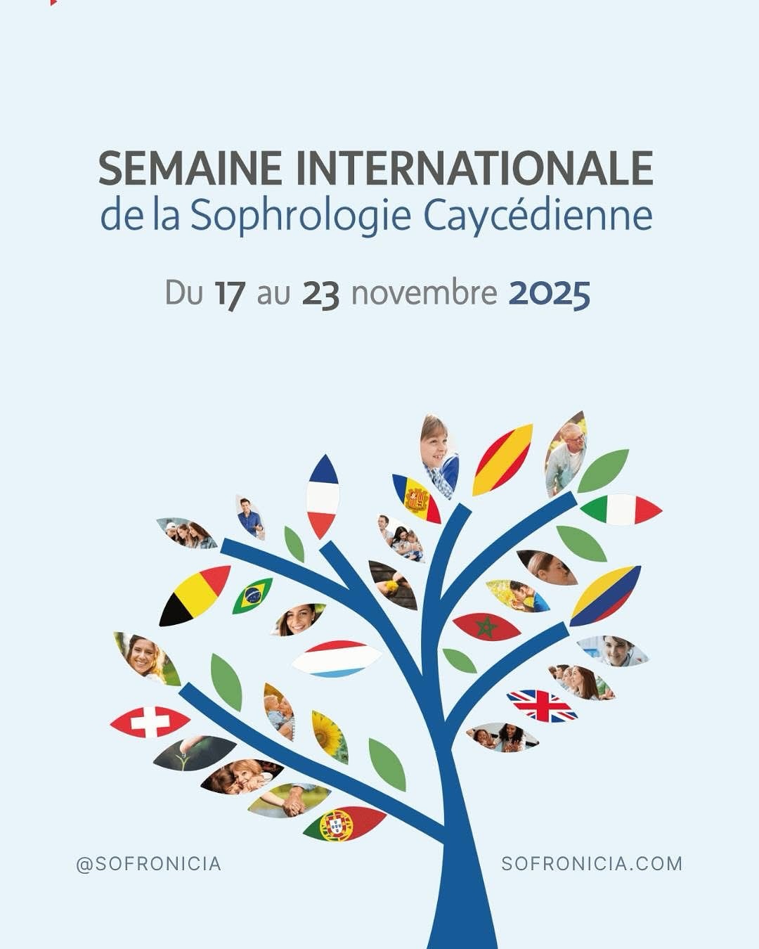Semaine Internationale de la Sophrologie 2025 chez Sofronicia
La Semaine Internationale de la Sophrologie, organisée par Sofrocay, vient tout juste de commencer ! Du 17 au 23 novembre, la sophrologie rayonne autour du thème universel : “aimer” 💛 Aimer la vie, aimer l’instant présent, aimer les autres… et s’aimer soi-même.
À cette occasion, Sofronicia vous ouvre ses portes et vous propose :
👉 Des séances d’initiation gratuites toute la semaine (sur RDV)
Si vous envisagez de vous former au métier de sophrologue, c’est le moment idéal pour venir vivre une séance et rencontrer notre équipe.
Un temps pour pratiquer, poser vos questions et comprendre comment la sophrologie se vit… avant de s’enseigner.
👉 Une rencontre dédiée à la découverte de notre formation hybride – Vendredi 21 à 18h30
Découvrez notre nouvelle formation hybride, mêlant distanciel et présentiel en Corse, Aix-en-Provence et Avignon.
Au programme : présentation du cursus + séance découverte pour expérimenter la méthode.
✨ Une semaine pour découvrir, ressentir, pratiquer… et peut-être initier un nouveau chemin professionnel.
Infos & inscriptions :
📩 ecole@sofronicia.com
📞 06 84 70 51 29
🌐 sofronicia.com
🌐 semainesophrologie.com
#sofrocay #semaineinternationalesophrologie #sofronicia #sophrologie #formationsophrologie #bienetre #aimer #amour #decouverte #meditation