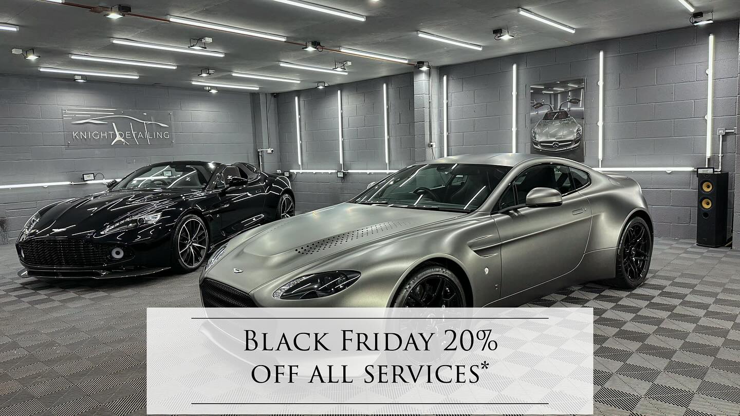 We are offering an incredible black Friday discount this year, which is 20% off all our services when booked in between now and Christmas.
Drop us a message or call to take advantage of this limited time offer.
£50 deposit required at time of booking.
* this offer excludes PPF and our current November offer.
Contact Dave, 07883585978.
Email: contact@knightdetailing.co.uk
Web: www.knightdetailing.co.uk