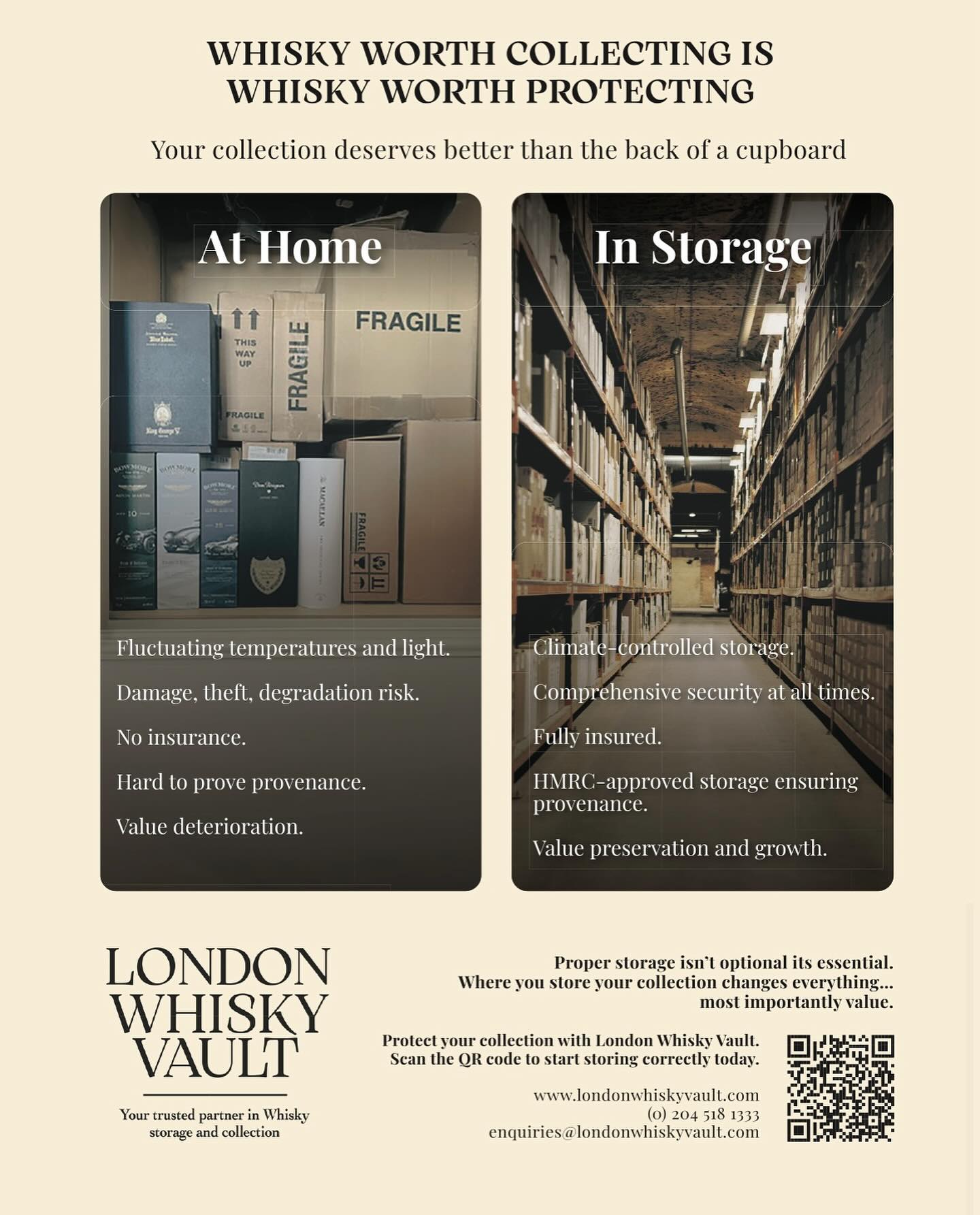 When your rare whisky is worth collecting… it’s worth protecting. 🥃✨
Visit our website www.londonwhiskyvault.com to see how home storage and the secure, climate-controlled protection your bottles get at London Whisky Vault.
From temperature stability to professional handling and insurance-ready documentation — we store your collection the way it deserves.
Protect the value. Preserve the flavour. Elevate your investment.
📦➡️🏰 #londonwhiskyvault #whiskystorage #whiskycollector #investinwhisky #protectyourcollection #whisky
