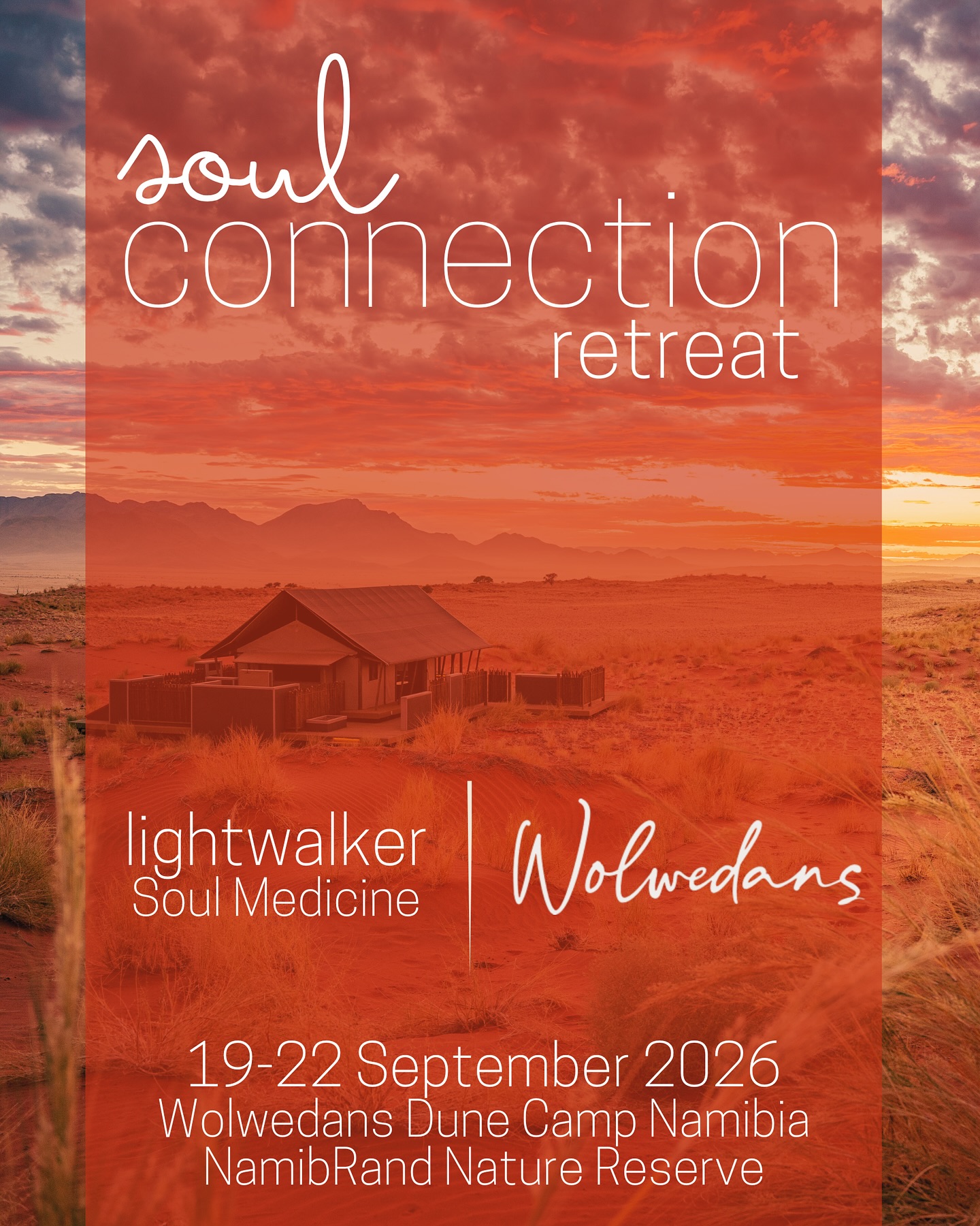 🦒🦒🦒
| dive into an ancient land & step into a journey within
| where silence & space tune you back into the whispers of your soul
| where playful explorations inspire a renewed bond between your inner works & nature
🦒🦒🦒
SOUL CONNECTION - a transformative safari retreat | Wolwedans Dune Camp, NamibRand Nature Reserve Namibia | 19-22 September 2026
🦒🦒🦒
To learn more, visit link in bio.
20% early bird discount available to our Lightwalker followers until 31 December 2025 - please follow and comment ‘Connection’.
🦒🦒🦒