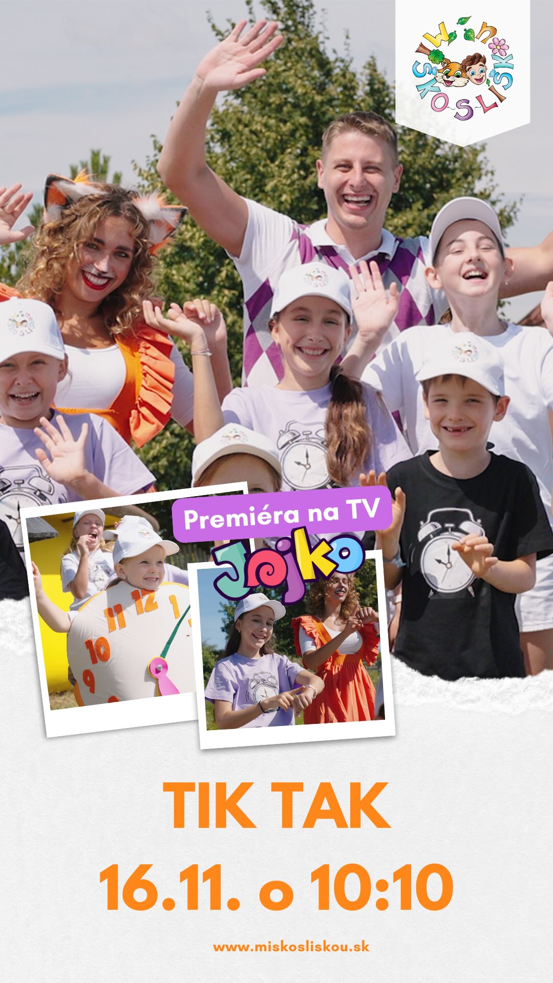 ⏰ TIK TAK ⏰ presne tak sa volá nová pesnička od @miskosliskou , ktorú uvidíte už túto nedeľu v exkluzívnej premiére na @tvjojko 😍😍😍
16.11. o 10:10 prvýkrát uzrie svetlo sveta tento krásny veselý tanečný videoklip, 🤸♂️ v ktorom sa naučíte všetko o hodinách a čase ⏰ a k tomu sa výborne zabavíte! 😎
Tešíme sa!!!! 😍😍😍
🎥📸 @__marsl__
Účinkujú deti z @muzikalova.akademia_rds ✨
#novinka #miskosliskou #tiktak #nurseryrhymes #pesnicky #predeti #tvjojko