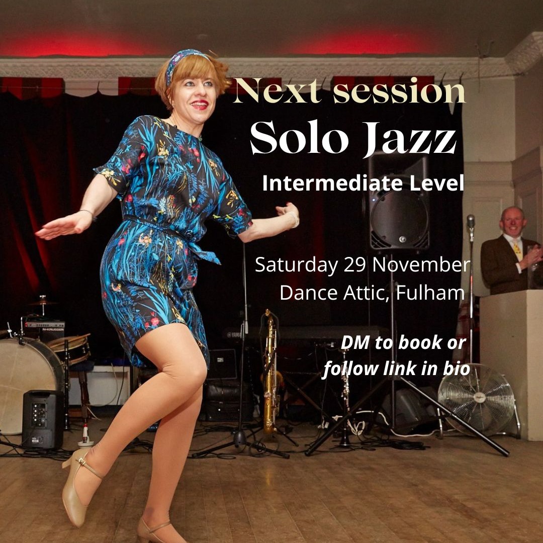 SOLO JAZZ CLASS - SATURDAY 29 NOVEMBER.
We’ll be back at Dance Attic, Fulham Broadway, on Saturday 29th November, 3.35pm-5.05pm.
If you’d like to develop your solo jazz, learn more classic steps and routines and work on styling and musicality, come and join us.
These are small, semi-private sessions, so there’s space for individual feedback and requests.
You’ll learn how to feel the music, embody the dance, and express your own unique style with confidence.
Classes are pitched at intermediate level and above. I’m creating a new routine, and open to ideas if there’s something you’d like to work on.
A little about me: I’m a former UK Lindy Hop Champion, have assisted Frankie Manning, and studied jazz and tap intensively with Chazz Young, Chester Whitmore and Ryan Francois, as well as being one of Jenny Thomas’ original Sophisticated Ladies.
Date: 29 November
Time: 3.35pm to 5.05pm
Place: Dance Attic, 368 North End Road, Fulham, London SW6 1LY
Price: £18
Book via link in bio or DM me to reserve your spot (or to find out about future dates).
.
.
.
#swingdancelondon #solojazz #lindyhop #authenticjazz #jazzdance #danceclass #fulham
#danceattic #learntodance #swingdance