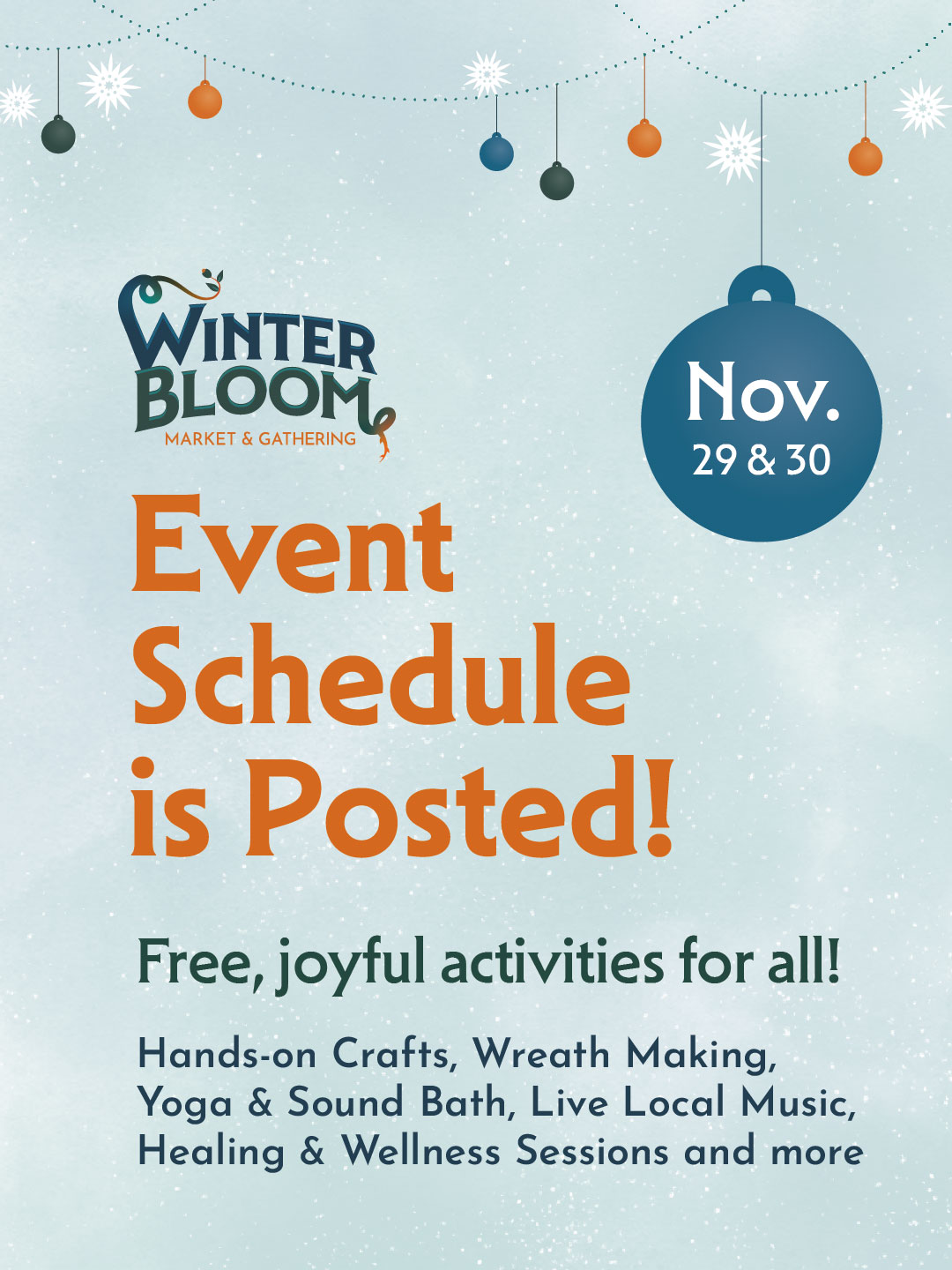 The wait is over! Our Winter Bloom schedule is up, with info on crafting, art, wellness, yoga, mental health & all sessions.
๐ All activities are free!
โ RSVP is optional but will allow us to plan for the best possible experience.
๐ For a few sessions, participants will be selected through a lottery.
We're just weeks away from Nov. 29 & 30, and we can't wait to see you in beautiful Altadena!
@bespokeartsociety #winterbloomaltadena #ornamentsforaltadena #altadena #altadenastrong #denastrong #kidscrafts #holidaycrafts #soundbath #yogaclass #familyevent #vendormarket #artisanmarket #craftmarket #artmarket #handmade