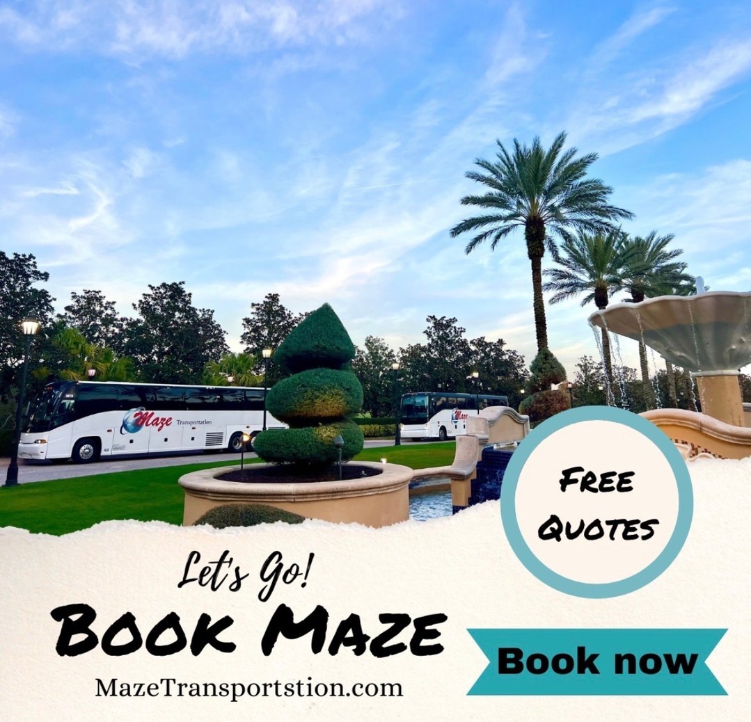 Discover the stress-free way to explore the beauty of Florida with Maze Transportation! Our private charter buses offer unparalleled comfort, spacious seating, and top-notch amenities, ensuring a memorable journey for you and your group.
Leave the planning to us! With Maze Transportation, you'll enjoy a tailor-made itinerary designed to suit your group's preferences and interests. Whether it's a corporate event, family reunion, or school trip, our experienced drivers will handle all the details, allowing you to relax and enjoy the ride.
Don't miss out on the opportunity to explore Florida in style! Contact us today to reserve your private charter bus and embark on an unforgettable adventure.
#MazeTransportation #CharterBus #PrivateTrips #FloridaTravel #GroupTravel #BusTravel #CustomItinerary #ExperiencedDrivers #StressFreeTravel #FamilyReunion #CorporateEvent #SchoolTrip #TravelFlorida #ExploreFlorida #GroupTourism #TravelTogether #TravelWithEase