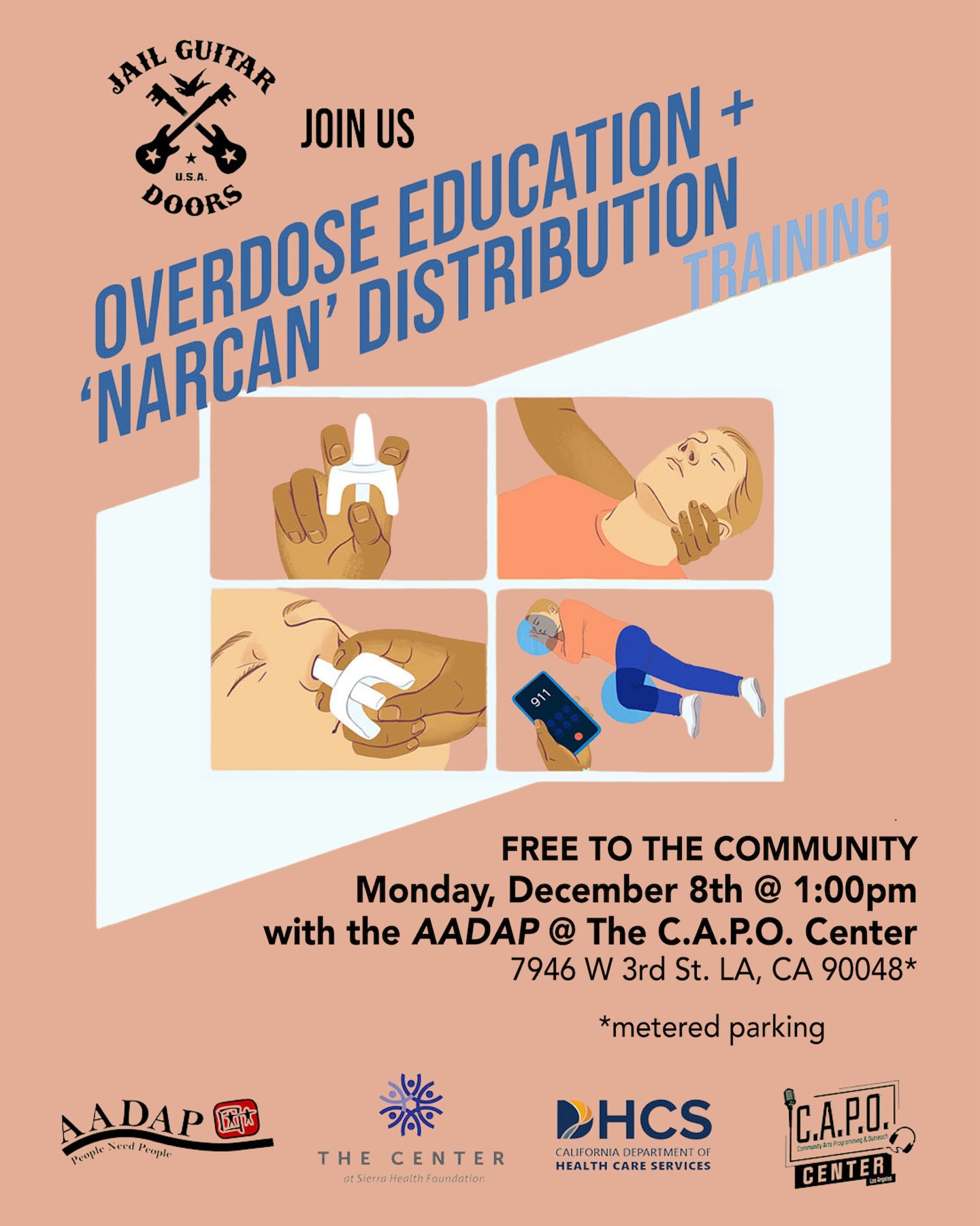 Mark your calendar: Monday, Dec 8 at 1PM—come to @thecapocenter for a free Narcan workshop & distribution, hosted by @aadapinc in partnership with @thecentershf and @dhcs_ca
Get hands-on training to spot an overdose and respond with Narcan—skills that can save lives. Free and open to all!
Sign up via the link in our bio and invite your friends and neighbors.
.
.
.
#overdoseprevention #narcanworks #naloxone #communitysafety #lifesavingskills