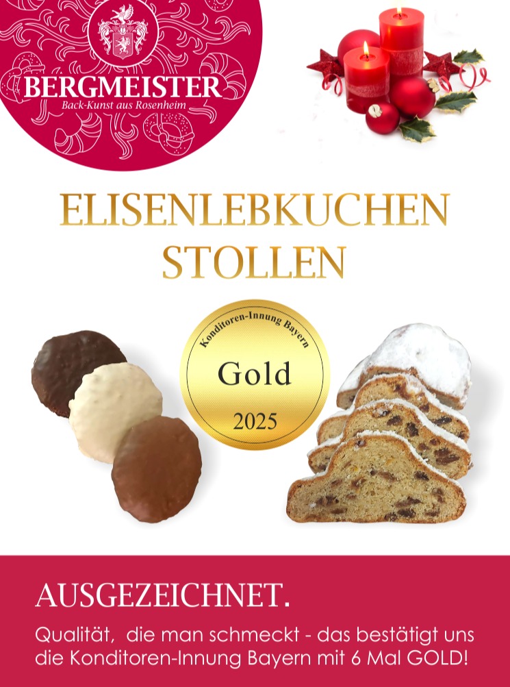 🎉✨ Wow, was für eine unglaubliche Ehre! Wir sind so stolz, die GOLD-Auszeichnung der Konditoreninnung 2025 für all unsere Elisenlebkuchensorten und den köstlichen Bergmeisterstollen erhalten zu haben! 🏆🥇 Ein riesiges Dankeschön an unser tolles Team und unsere treuen Kunden – ohne euch wäre das nicht möglich gewesen! 🙌❤️ Qualität und Leidenschaft stecken in jedem Bissen! Kommt vorbei und lasst euch von unseren preisgekrönten Leckereien begeistern! 🍪🌟
#rosenheim #cafebergmeister #bergmeister #GoldAuszeichnung #Elisenlebkuchen #Bergmeisterstollen #stollen #christstollen #Qualität #wasserburg #badfeilnbach #kolbermoor #schloßberg