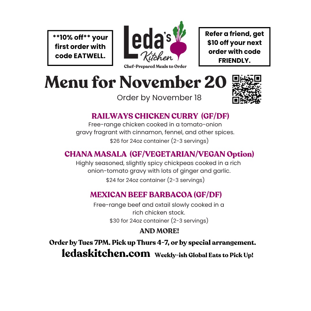 Orders due by 7PM on Tuesday for Thursday pickup in Brattleboro. Unique eats you won't find anywhere else in Brattleboro.