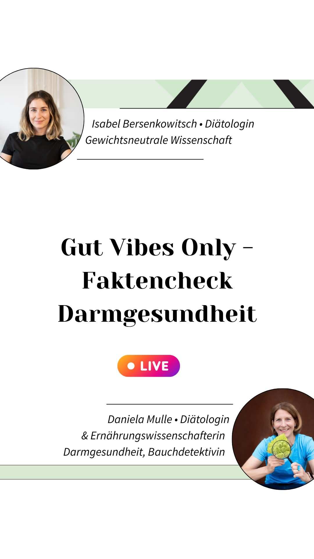 Was für ein spannendes Live das war 😍🤩
Nach kurzen technischen Schwierigkeiten zu Beginn haben wir das alles besprochen:
✨ was ist ein Mikrobiom / eine gesunde Darmflora?
✨ Was sind Pro- und Präbiotika und wann ist eine Nahrungsergänzung über Präparate sinnvoll?
✨ Faktencheck Darmsanierung
✨ Was steckt hinter dem Leaky Gut Syndrom? Wie ist das mit Weizen und Gluten?
✨ Darmgesundheit nach Antibiotika
✨ Stuhl- und Mirkobiomanalysen - wie valide sind Wohnzimmertests?
✨ Darm-Hirn-Achse: wie Ernährung auf psychische Gesundheit wirkt
✨Unverträglichkeiten, Allergien - Valide Tests und FODMAP Diät
Vielen Dank liebe Daniela @bauchdetektivin für das super spannende Live und die anschaulichen Erklärungen!
Mehr findet ihr auf ihrem Instagram Account @bauchdetektivin und in ihrem Podcast „Bauchdetektivgeschichten“
#darmgesundheit #mikrobiom #probiotika #präbiotika #diätologin