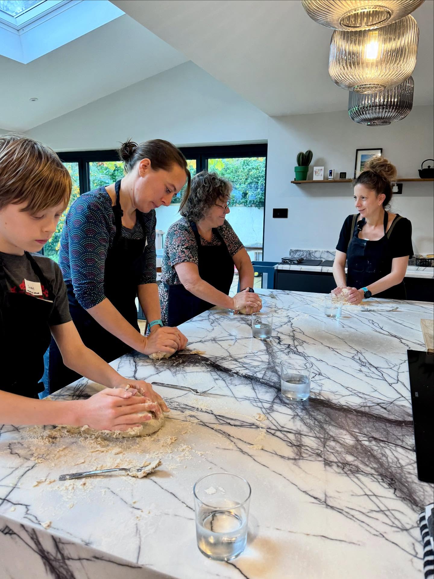 Saturday morning pasta making 👌
A really lovely group, lots of concentration, lots of flour everywhere, and some brilliant pasta taking shape.
We made a squash filled ravioli with a sage, brown butter sauce and a basil pesto tagliatelle!
Everyone left with bellies full of pasta and extra dough to take home 🍝✨
And I've realised I took no pictures of the finished product 🫣 trying to cook, demonstrate and remember to take pictures is one task too many!