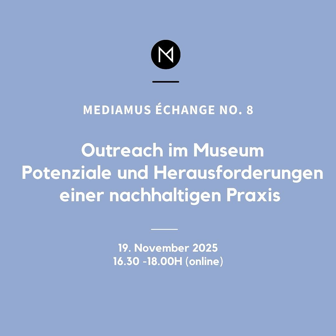 Wie kann Outreach im Museumsalltag konkret aussehen? Was braucht’s, damit solche Angebote wirklich etwas verändern können? Wo liegen dabei Herausforderungen, Chancen und Potenziale?
✨ mediamus échange No. 8 – Outreach im Museum
Am 19. November 2025, 16:30–18:00 Uhr (via Zoom) geben Expert:innen vom Museum Rietberg @museumrietberg spannende Einblicke in ihre Outreach-Projekte – und laden dazu ein, gemeinsam über Chancen, Herausforderungen und Learnings zu diskutieren.
🔹 Gäste: Caroline Spicker (Leiterin Kunstvermittlung, Museum Rietberg) @caroline.spicker & Brigit Rufer (Verantwortliche Outreach und Publikumsentwicklung, Museum Rietberg)
🔹 Moderation: Andreas Affolter (Leiter Schloss Waldegg, Feldbrunnen-St. Niklaus)
Jetzt anmelden auf mediamus.ch – wir freuen uns auf den Austausch! 🏛️💬
#MediamusEchange #outreach #kulturv ermittlung #kunstvermittlung #community #netzwerk #museum