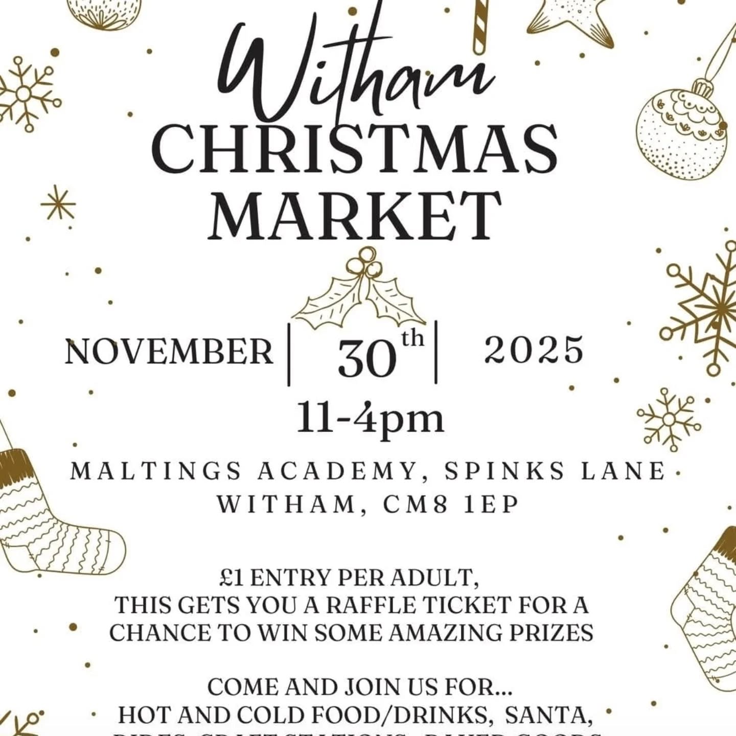 WE ARE GONNA BE AT WITHAM CHRISTMAS MARKET!
we are super excited to be at the Witham Christmas market, ready to spread some holiday cheer!
The market is on the 30 November between 11-4pm
Hope to see you there!