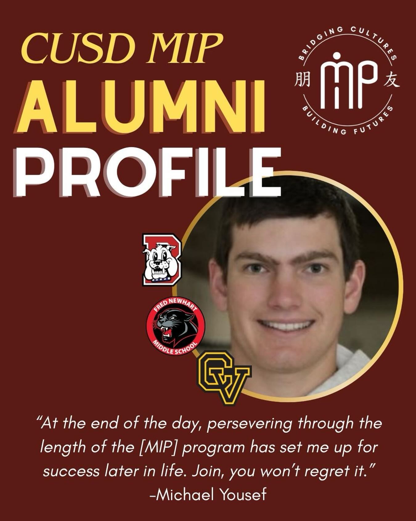 Discover how CUSD’s Mandarin Immersion Program has transformed students’ lives—academically, personally, and globally! Hear from a member of our inaugural MIP senior class who spent 12 years building lifelong friendships, mastering a challenging language, and preparing for an exciting future at Johns Hopkins University. Want to know how Mandarin can open doors and why this experience was truly one-of-a-kind? Read the full story and see why joining MIP is a decision you won’t regret!
https://cusdinsider.org/mandarin-immersion-senior-profile-michael-yousef/
View @friendsofmip “Seniors” highlights for quick access to all alumni profiles.
#friendsofmip #fomip #cusd #capousd #mandarinimmersionprogram #mandarinimmersion #mandarinimmersionschool #bergeson #marianbergeson #newhart #frednewhart #fnms #cvhs #capovalley #capistranovalleyhighschool #mipcommunitystrong #capistranounifiedschooldistrict