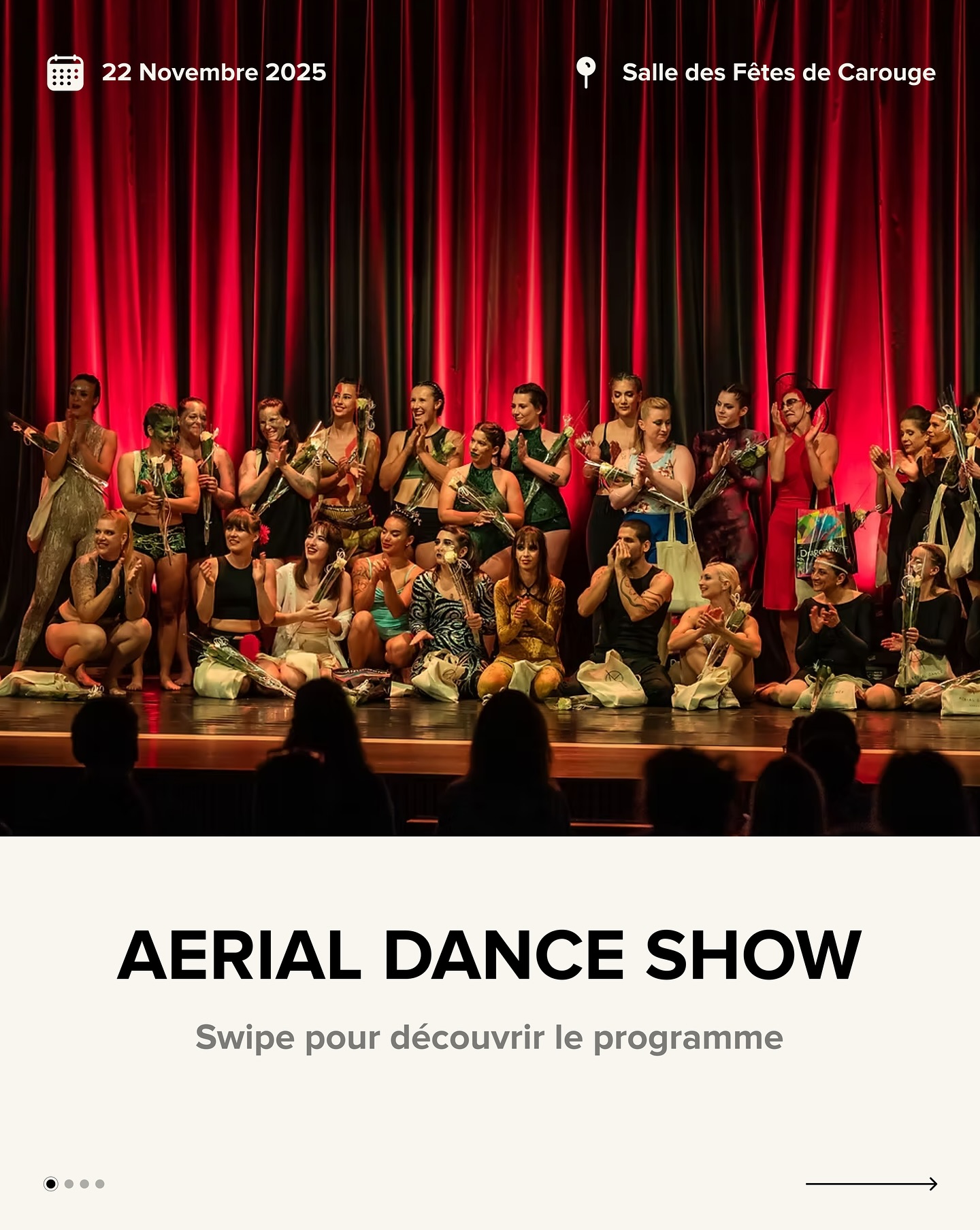 Aerial Dance Show 2025 — 22 novembre à Genève!
Un moment magique à partager en famille ou entre amis✨
Réservez vite vos places — le théâtre se remplit toujours très vite!
