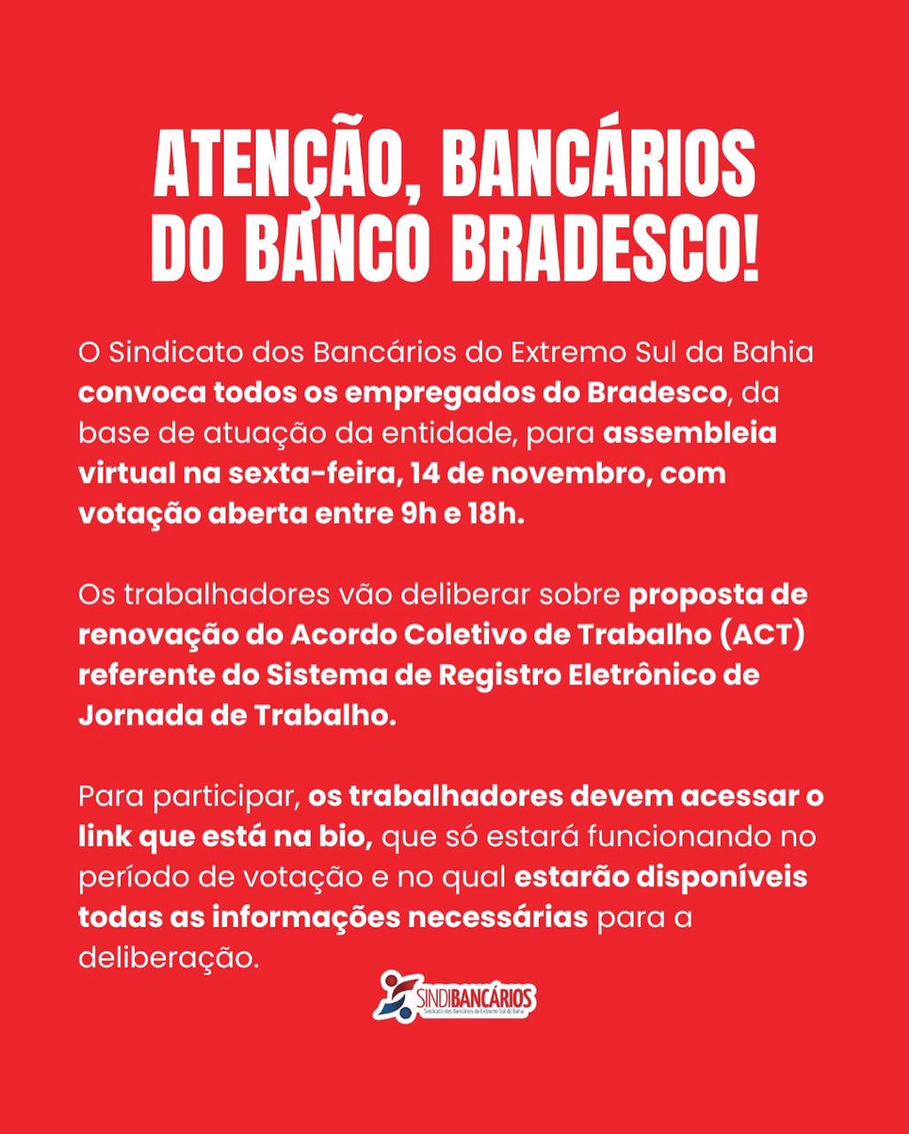 Atenção, bancários do Bradesco! ⚠️
O link está na bio!