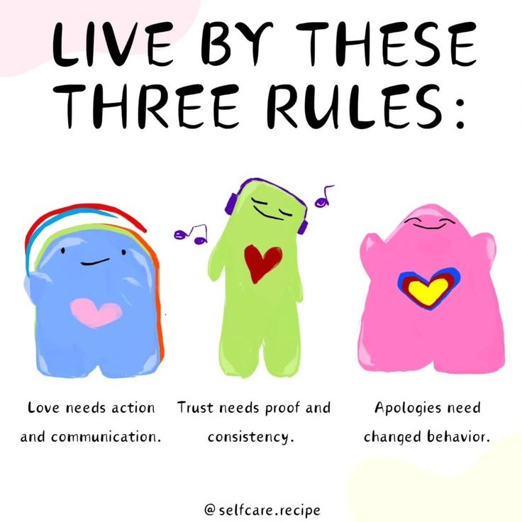 These 3 small rules can result in big, meaningful change.
❤️Love needs action & communication
❤️Trust needs proof & consistency
❤️Apologies need changed behavior
#therapy #communicationskills #couplescounseling #therapyiscool @selfcare.recipe