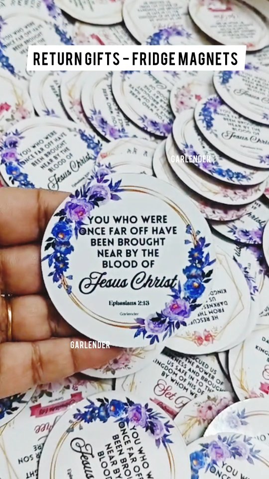 Wedding Return Gifts @garlender_
Budget Friendly Circle Fridge Magnet Bundle..
Book through DM or Whatsapp
9655900333
#garlendercreatives #garlender #garlenderarts #scriptureartindia #Scripture #christiangifts #reelsvideo #reelsinstagram #bibleshopindia #bible #gifts #keyfobs #keychains #baptismgift #christenings #weddinggifts #weddingreturngift #returngift #customizedreturngift #bibleverseretuengift #christianreturngifts