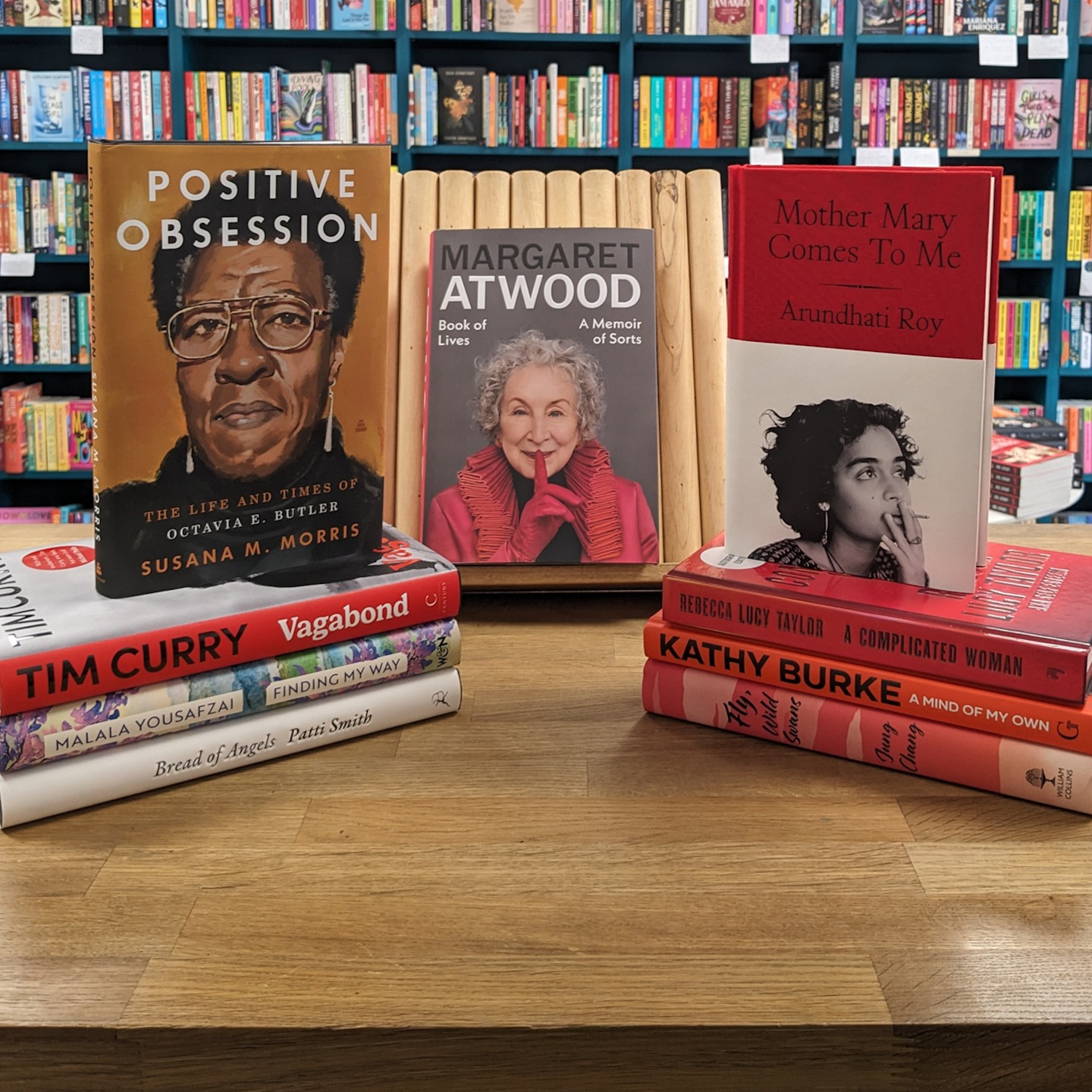 What have all these interesting people been up to?
For those who love to sit quietly at Christmas and dive into a memoir, here’s a selection of fascinating lives.
- Positive Obsession: The Life and Times of Octavia E. Butler by Susana M. Morris
- Vagabond by Tim Curry
- Finding My Way by Malala Yousafzai
- Bread of Angels by Patti Smith
- Book of Lives: A Memoir of Sorts by Margaret Atwood
- Mother Mary Comes To Me by Arundhati Roy
- A Complicated Woman by Rebecca Lucy Taylor
- A Mind of My Own by Kathy Burke
- Fly, Wild Swans by Jung Chang
#memoir #biography #nonfiction #bookrecs #bookrecommendations #bookshop #bristolbookshop #shoplocal #giftguide #giftideas #giftbooks #bookstagram #bristolbookshop #bristolbookstagrammers #bristolbookstagram #bs5
