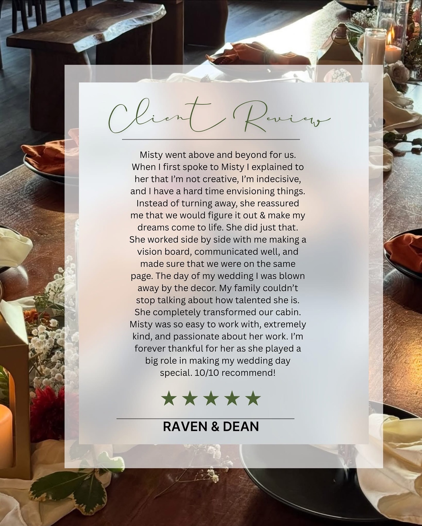 ******Destination Bride Review Time******
Thank you, Raven for the “10 Star” review! We loved being a small part of your day! See you on our next drive to Louisiana.
#wedknoxville🌿 #knoxvilleweddingplanner #5starreviews⭐️⭐️⭐️⭐️⭐️ #weddingplannersthattravel #destinationweddingplanner #smokymountains #seviervilleweddingvenue #pigeonforgetn #easttennesseeweddings