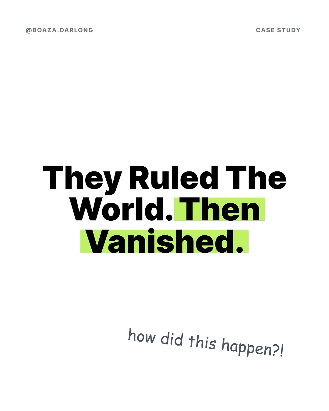 Nokia went from a 50% market share to near-irrelevance in just a few years. It’s a stark reminder that even giants can fall if they ignore innovation and cling to past success.