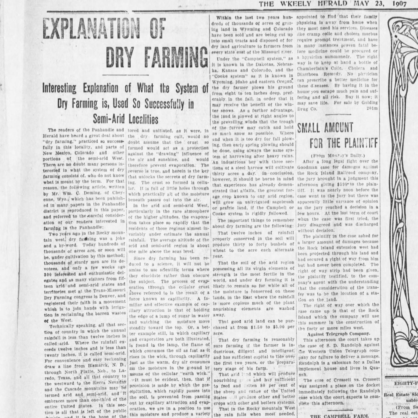 How is this for a Flashback Friday? This clip from the Weekly Herald in 1907 shows that innovation has deep roots in the Texas Panhandle. More than a century ago, local ag producers were already experimenting, adapting, and finding new ways to grow the food, fiber, and fuel our region relies on. Some things change, but that spirit of ingenuity is still alive and well.
#TheRANGE #PanhandleAg