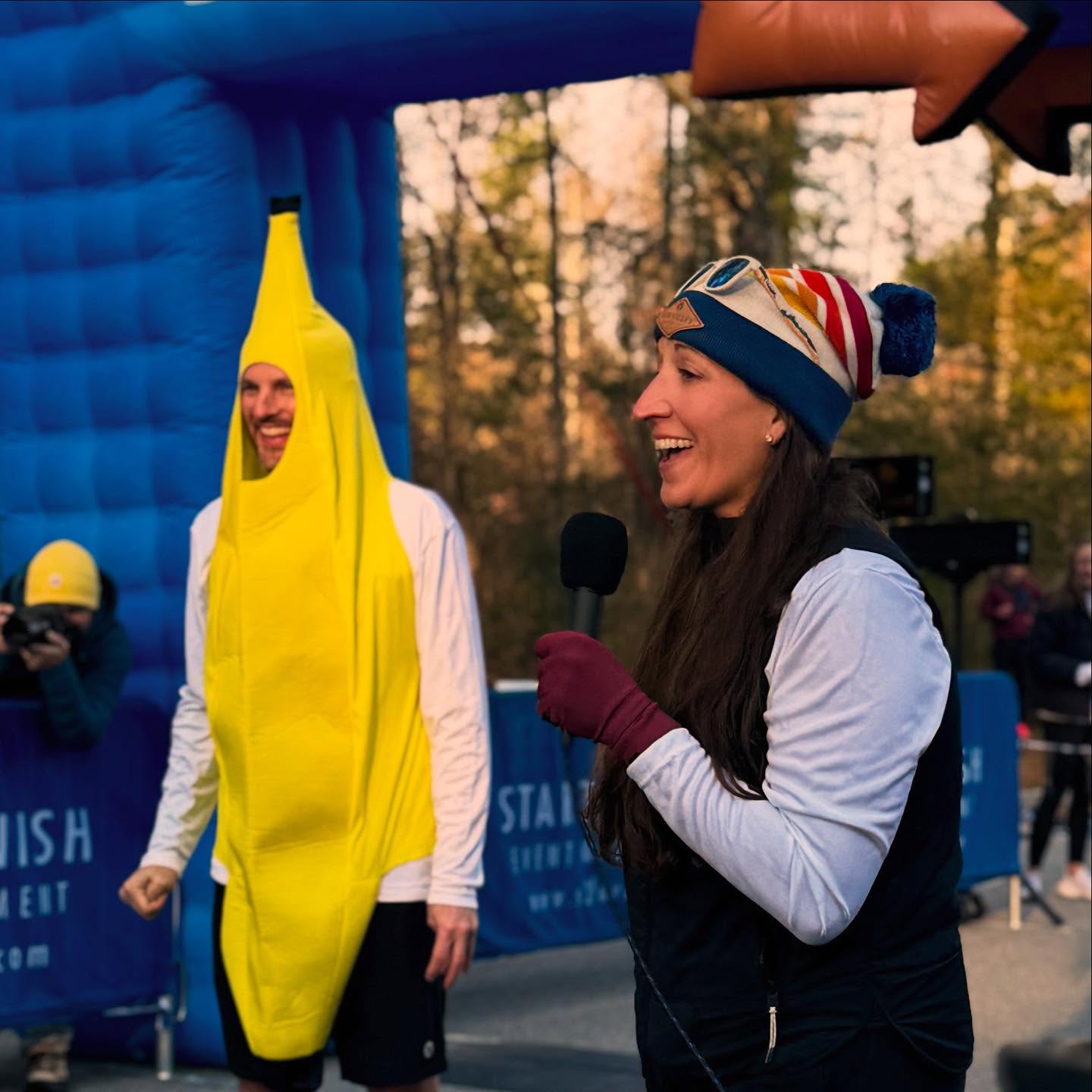 If you had told me nearly 20 years ago that @edwardbc2481 and I would be in a picture like this, I never would’ve believed you! I’m a race director and he is the “Head Banana.” 🍌🤣🤣
The fact that Brian wears a banana costume, in front of hundreds of people at the community trail race we put on AND without protest every year must be true love. ❤️ Thank you Brian for all your help putting this race on and always agreeing to my crazy ideas! Love you B.
#BestBananasTrailerRace #racedirectorforaday #Running #runningpt