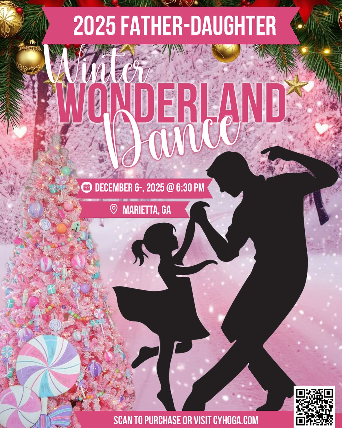 ❄️✨ A magical night awaits! Join us for the 2025 Father-Daughter Winter Wonderland Dance on December 6th at 6:30 PM in Marietta, GA. Don’t miss this unforgettable evening of winter magic and memories! ✨❄️