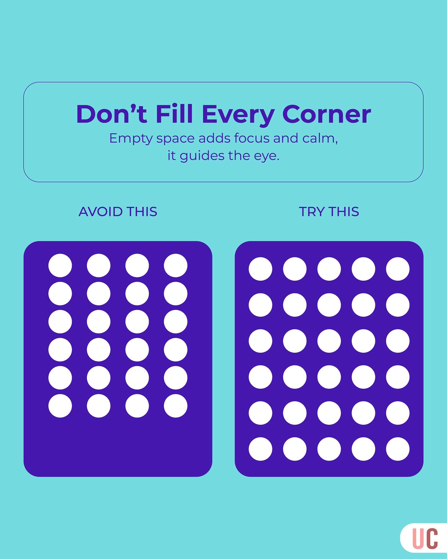 Less clutter, more clarity. 🌿
Whitespace is your secret design weapon, let it breathe!
#DesignTipTuesday #WhitespaceMatters #KeepItSimple #DesignEducation #UrjaChhedaDesigns #CleanVisuals