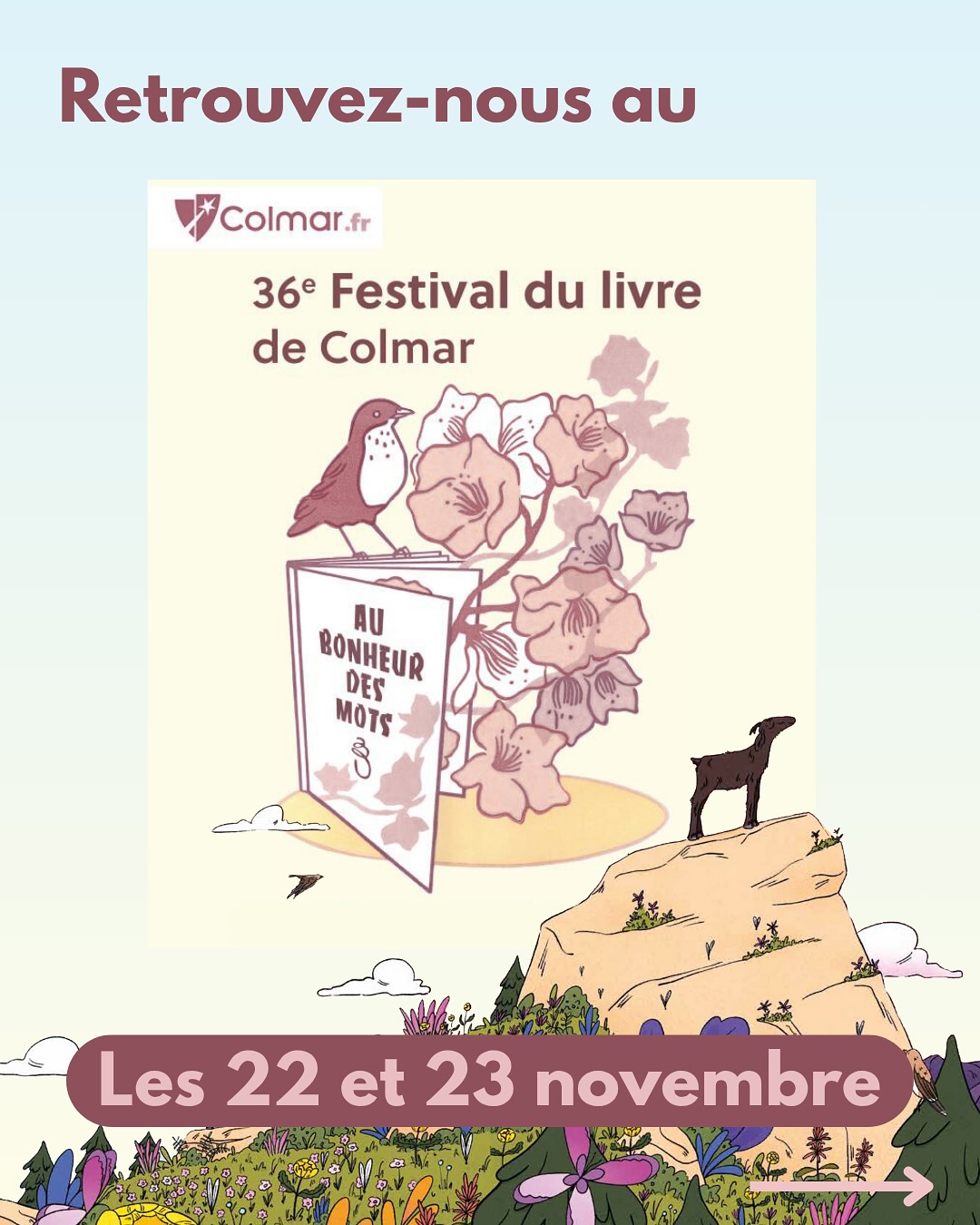 Nous serons au @fdlcolmar pour la 1ère fois cette année !
Avec @_annedory_ et @celiahousset en dédicaces.
Sur le stand du Grand Est @culture.grandest
Hâte de vous rencontrer !
#litteraturejeunesse #editionindependante #litteraturejeunesseengagee #onnecomptepaspourdubeurre