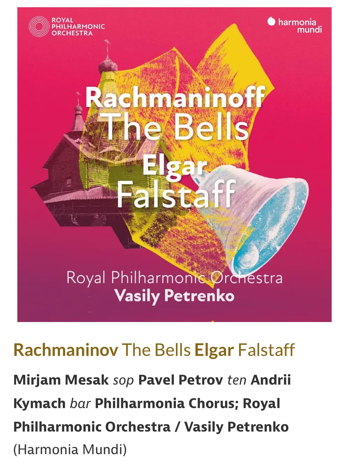 NEW RELEASE 🔥 vol.2
So happy to announce that today the @royalphilorchestra and @harmoniamundi_inter have released their new collaboration of which I have the absolute pleasure to be a part of! This marks the first time that these two pieces appear on the label, as well as the first time for maestro @vasily__petrenko to have recorded them.
I am even more excited to join maestro Petrenko in performing The Bells again as soon as in December, this time with the @warsawphil
Link to the album in my bio!
#operasingersofinstagram #album #release #cd #soprano #mirjammesak #thebells #rachmaninoff #royalphilharmonicorchestra #petrenko #concert #london