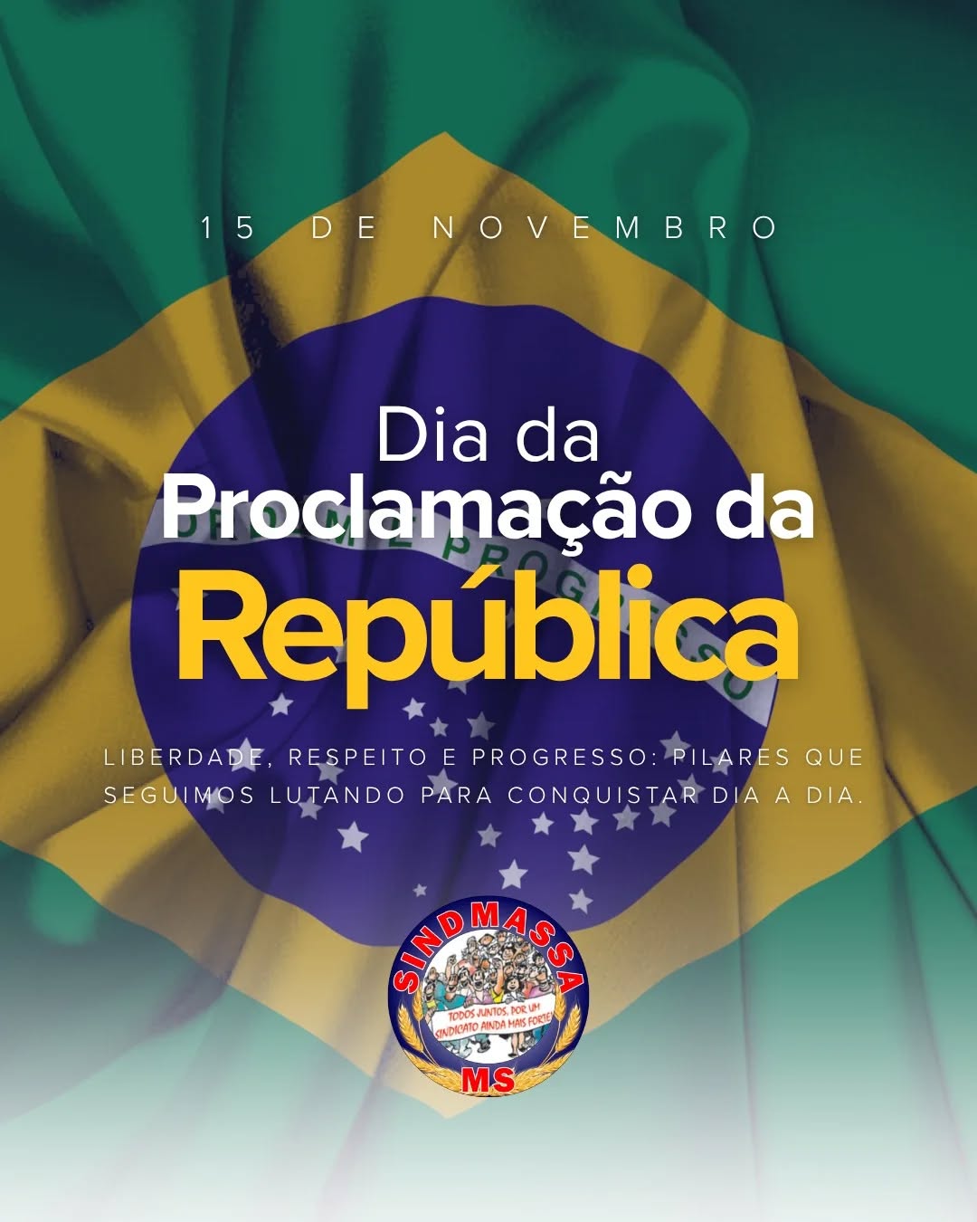 "15 de Novembro: Dia de honrar nossa história e reafirmar o compromisso com a liberdade.
Que a nossa República seja cada vez mais forte, com voz ativa para quem realmente constrói a nação: a classe trabalhadora! 💪🇧🇷"
#ProclamaçãoDaRepública #15DeNovembro #Sindicato #Direitos #Democracia #Trabalhadores #Brasil #LutaSindical #Cidadania #sindimassams #MatoGrossoDoSul