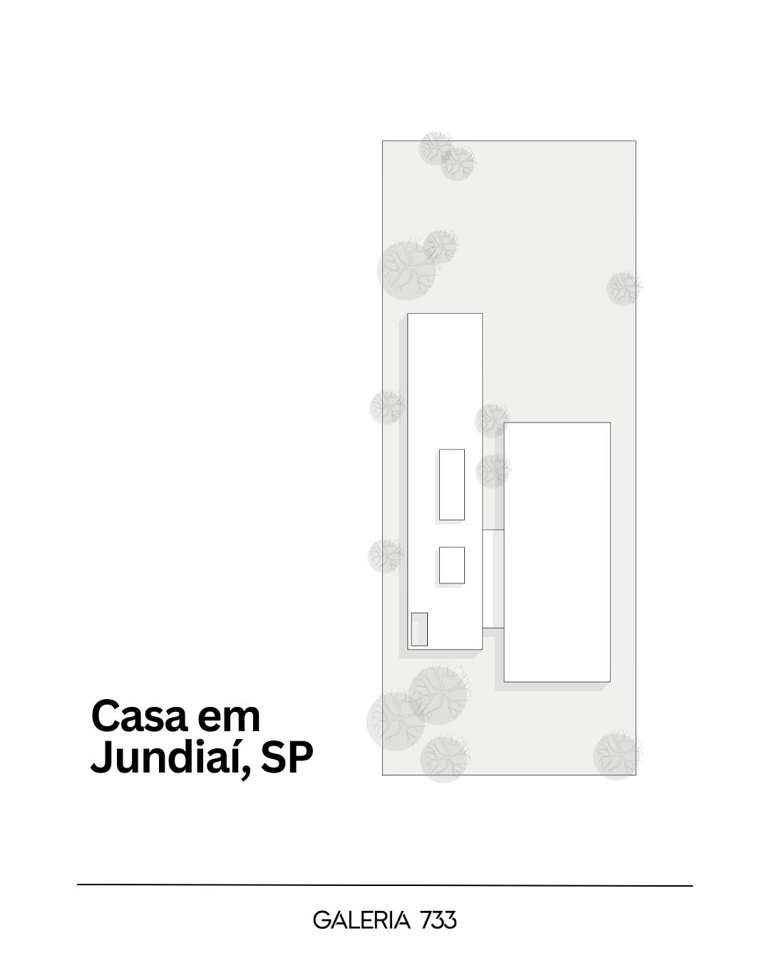 O partido da Casa em Jundiaí — duas barras paralelas “deslizadas”, acentua a distinção das áreas íntima e social; entre estes volumes, cujo trato plástico assinala sutilmente a hierarquia funcional da residência, localiza-se um terceiro prisma, de vidro, que articula a composição e abriga o acesso de pedestres.
_
The design of Casa in Jundiai — two parallel “sliding” bars, emphasizes the distinction between the intimate and social areas; situated between these volumes, whose plastic treatment subtly marks the functional hierarchy of the residence, there is a third prism, a glass one, which articulates the composition and shelters the pedestrian access.
#saopaulo #diagram #archlovers #graphicdesign #casascontemporaneas #jundiai #arquitetura #brazilianarchitects #galeria733
_____________________________________________
+55 51 99606-0497
contato@galeria733.com.br
•
GALERIA 733