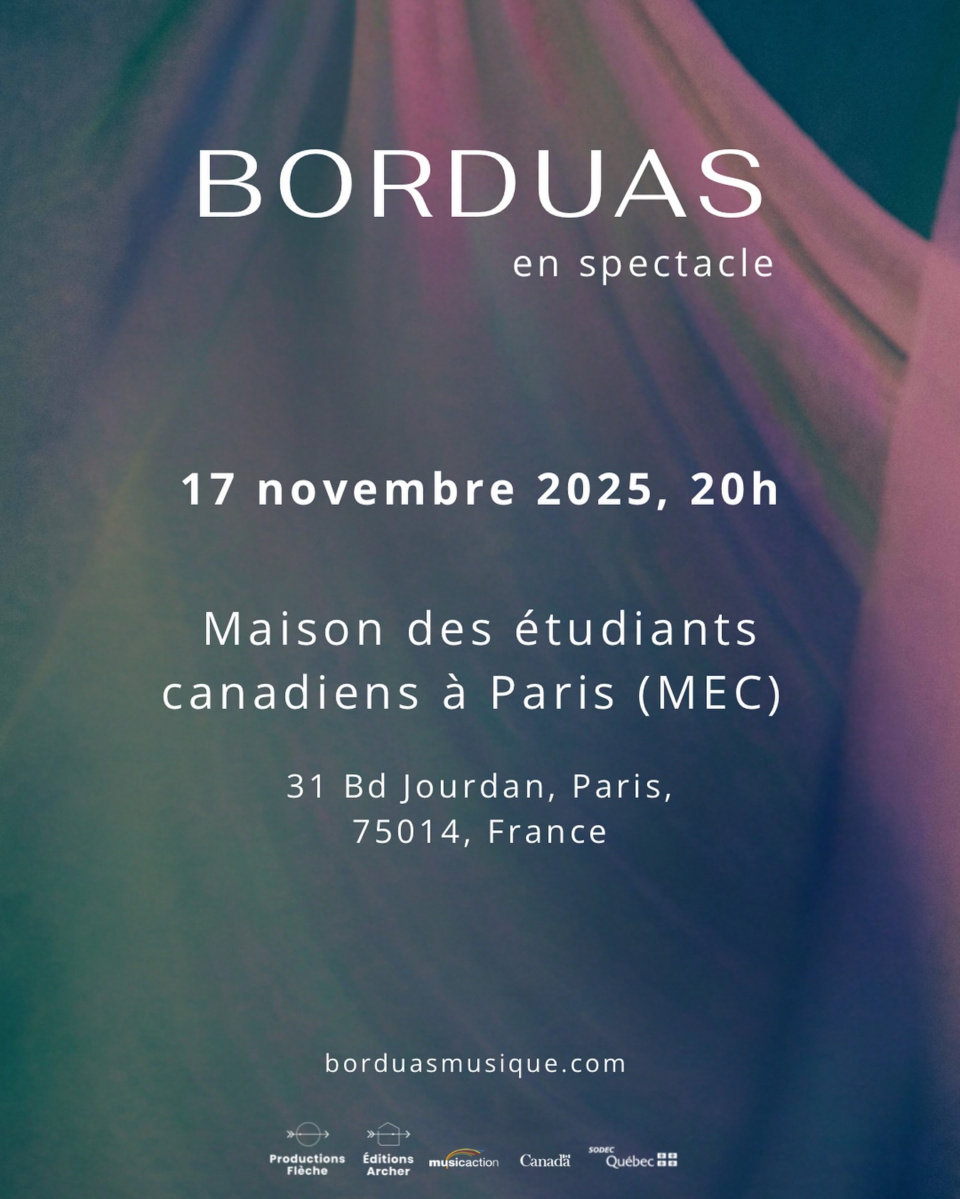 Paris 🇫🇷 ! Je serai en prestation à la @mec_ciup le 17 novembre à 20h! Je vous propose une version duo avec @annesophiecoiteux , fraîchement sortie d’une résidence artistique dans le sud de la France!
Merci à la Maison des étudiants canadiens de nous accueillir!