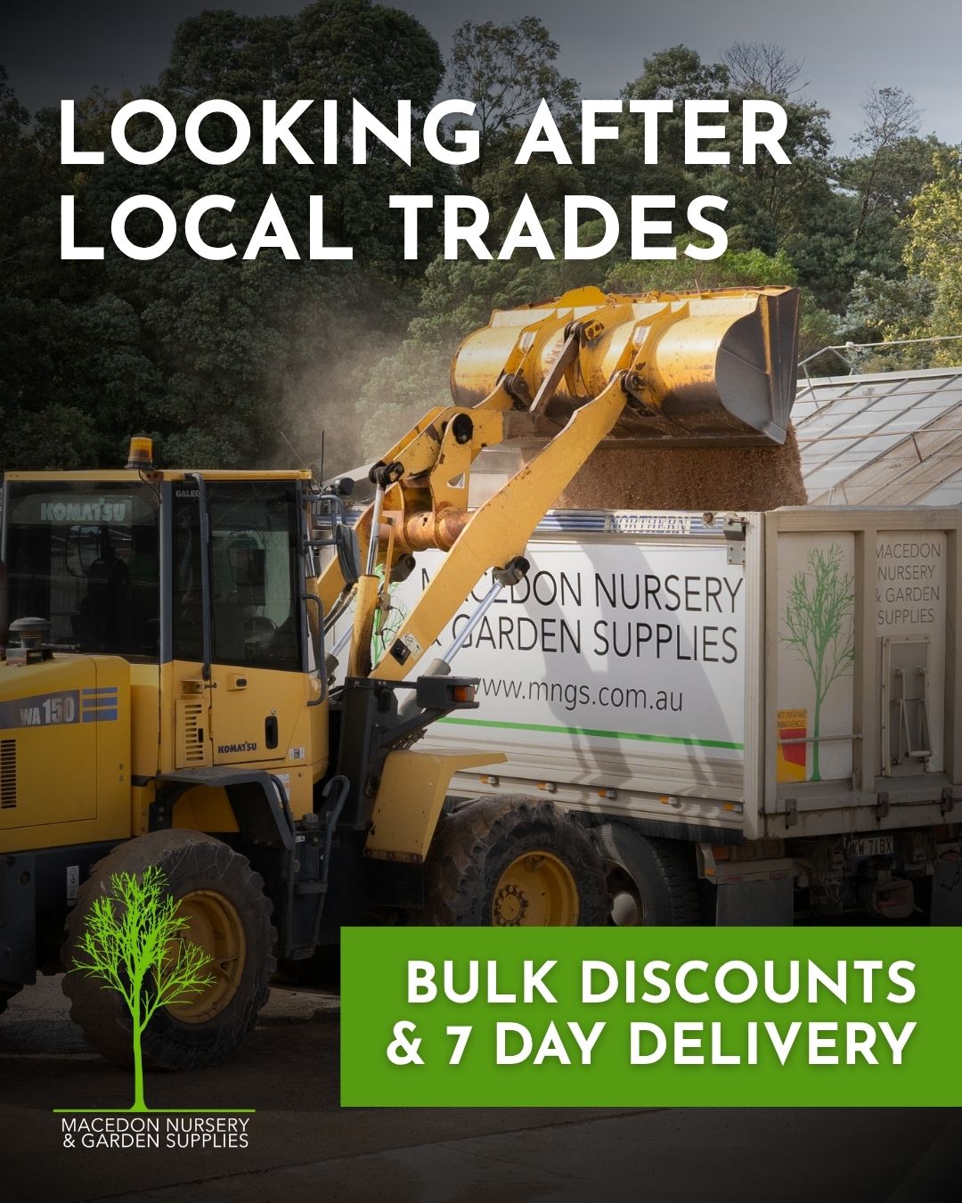 Supporting local trades with reliable supply and service.
From top dressing sands to bulk deliveries, we offer trade accounts, competitive pricing and 7-day delivery across the region.
.
.
.
.
.
.
.
#macedonnursery #macedongardensupplies #macedonrangesgardens #macedon #macedonranges #mountmacedon #woodend #gisborne #melbournegardens #macedonrangesnaturallycool #visitvictoria #landscapesupplies #tradies #bulkmaterials #localbusiness #localgardencentre