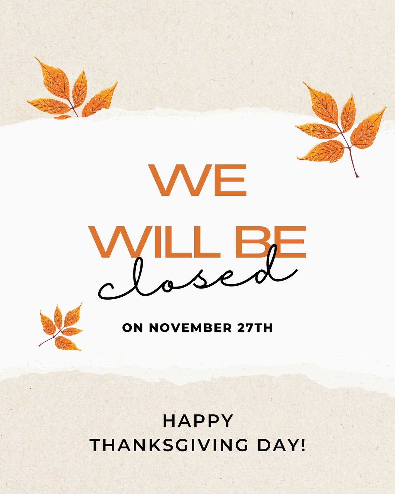 🦃 Happy Thanksgiving! 🦃
We’re so grateful for all of our amazing customers. ❤️
We’ll be closed today to celebrate—see you tomorrow!
