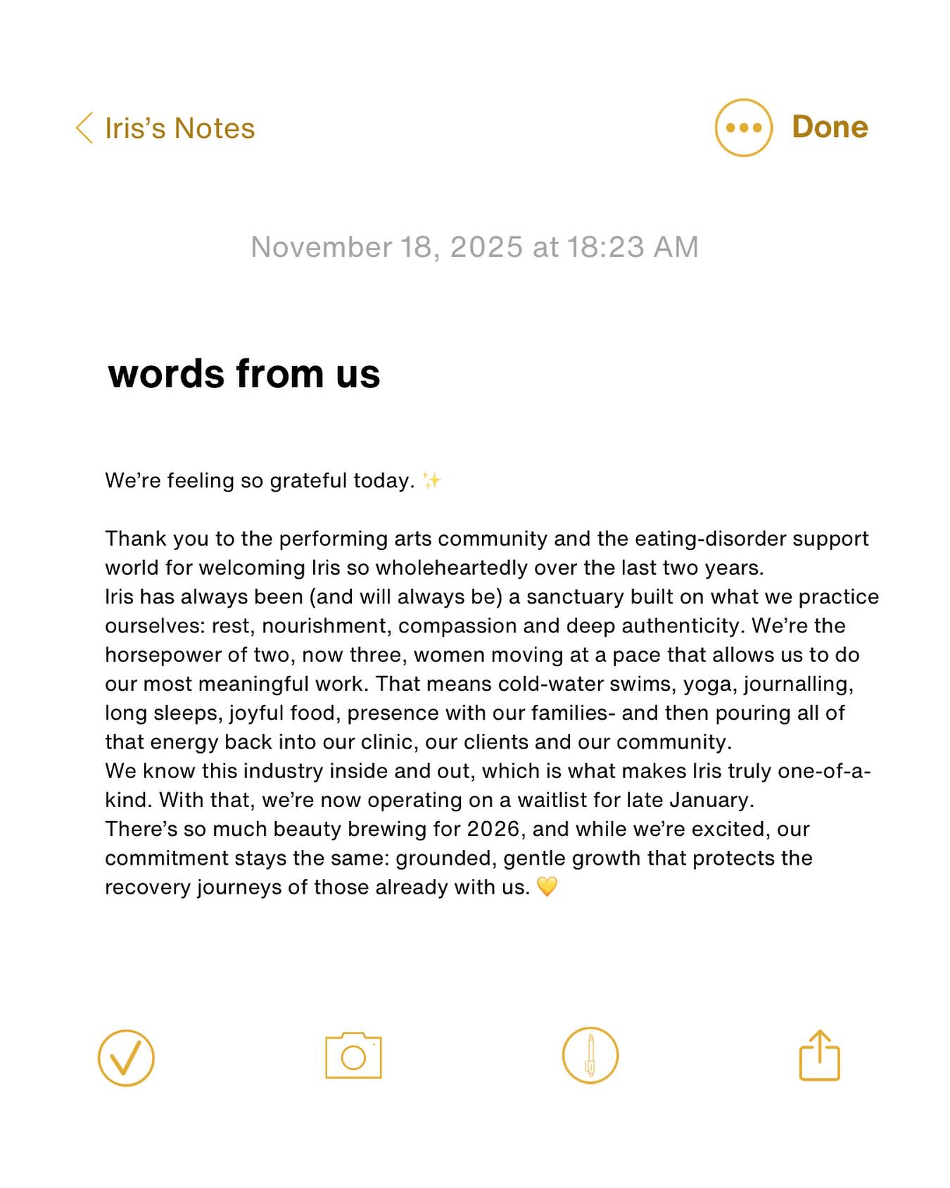 A little note from us 📝
#eatingdisorderrecovery #irisclinic