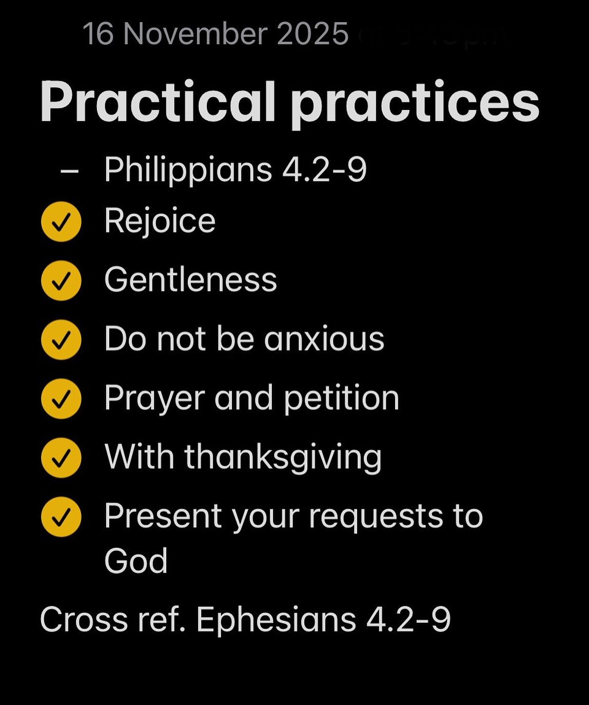 Loving reminder from our assistant minister this morning to hear and put into practice Paul’s words on what a healthy church looks like.