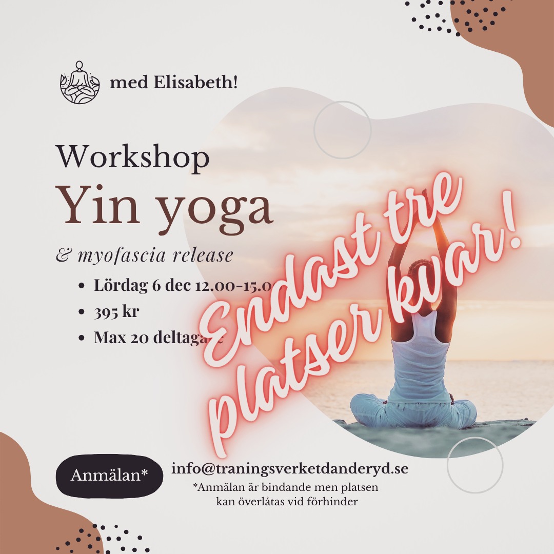 ✨ Endast tre platser kvar!
Elisabeth är tillbaka för en magisk workshop – djup avslappning, återhämtning och rörlighet på hög nivå💯
Lördag 6 december • 12:00–15:00
Pris: 395 kr
Max 20 deltagare
Plats: Träningsverket Danderyd
Anmälan: info@traningsverketdanderyd.se
Anmälan är bindande men platsen kan överlåtas vid förhinder.