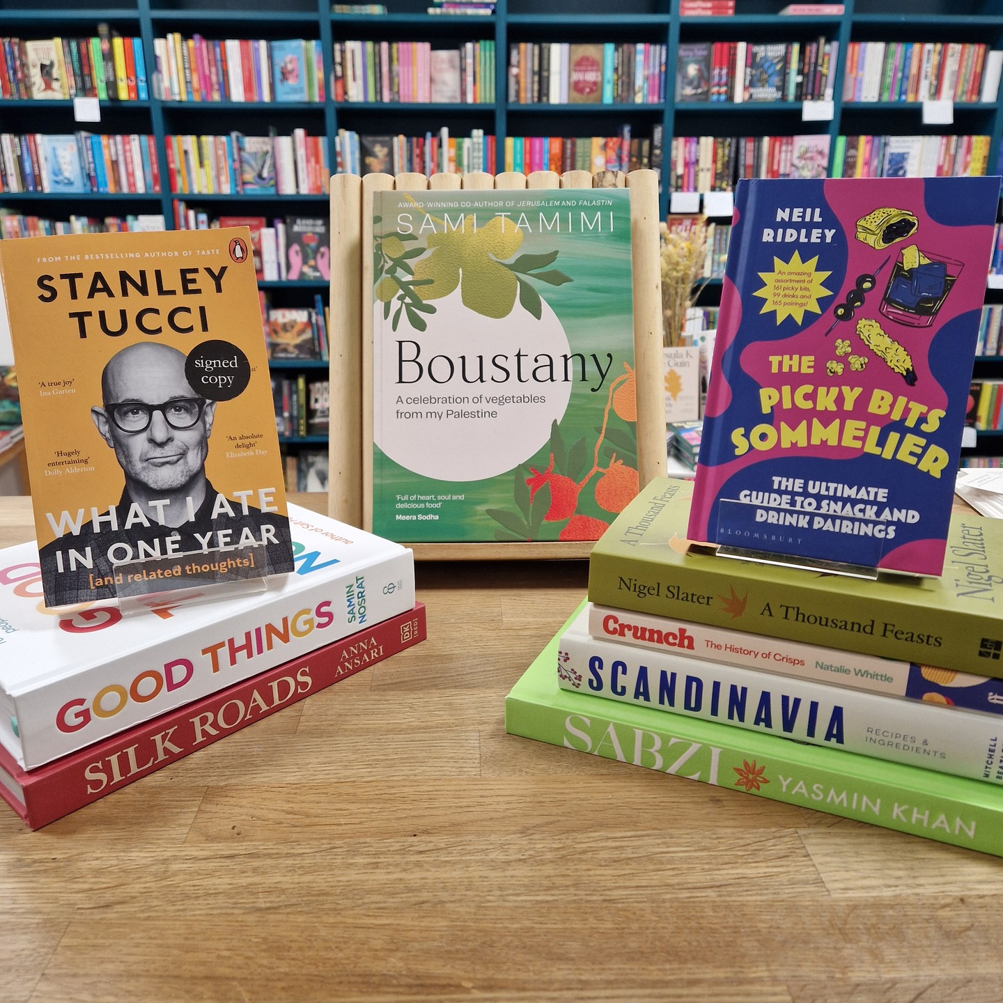 Christmas is for eating and when you’re too full, reading about other people eating or looking at pictures of what to eat next.
Here are our favourite foodie books, from the best of recipe books to the history of crisps.
- What I Ate in One Year by Stanley Tucci
- Good Things by Samin Nosrat
- Silk Roads by Anna Ansari
- Boustany by Sami Tamimi
- The Picky Bits Sommelier by Neil Ridley
- A Thousand Feasts by Nigel Slater
- Crunch by Natalie Whittle
- Scandinavia by Gisli Egill Hrafnsson & Inga Elsa Bergþorsdottir
- Sabzi By Yasmin Khan
#cookerybook #foodiebooks #foodwriting #bookrecs #bookrecommendations #bookshop #bristolbookshop #shoplocal #giftguide #giftideas #giftbooks #bookstagram #bristolbookshop #bristolbookstagrammers #bristolbookstagram #bs5