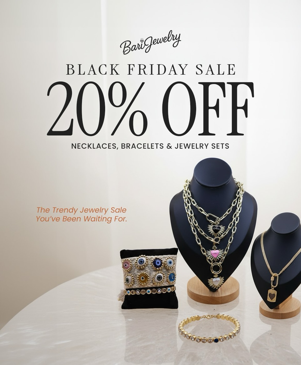 It’s time to shine, baby ✨
20% OFF all trendy necklaces, bracelets & sets!
Get Free shipping in any order +$65!
🛍️ 🖤 Tap the link in bio to shop our Black Friday Sale
Or go to www.barijewelry.com!