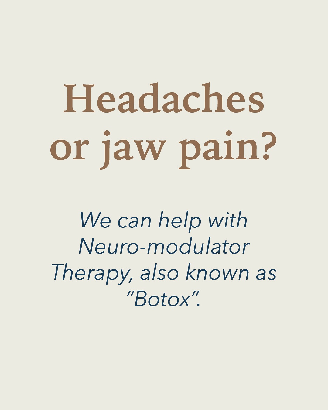 Neuromodulators like Botox work by gently relaxing overactive muscles. In dentistry, this means targeted relief for: TMJ dysfunction, jaw tension and clenching, bruxism (teeth grinding), and headaches linked to muscle strain. The cosmetic benefits are amazing too! Appointments are quick and easy. Call today to schedule your consultation with our in-house expert, Dr. Makenna Vierck DMD.