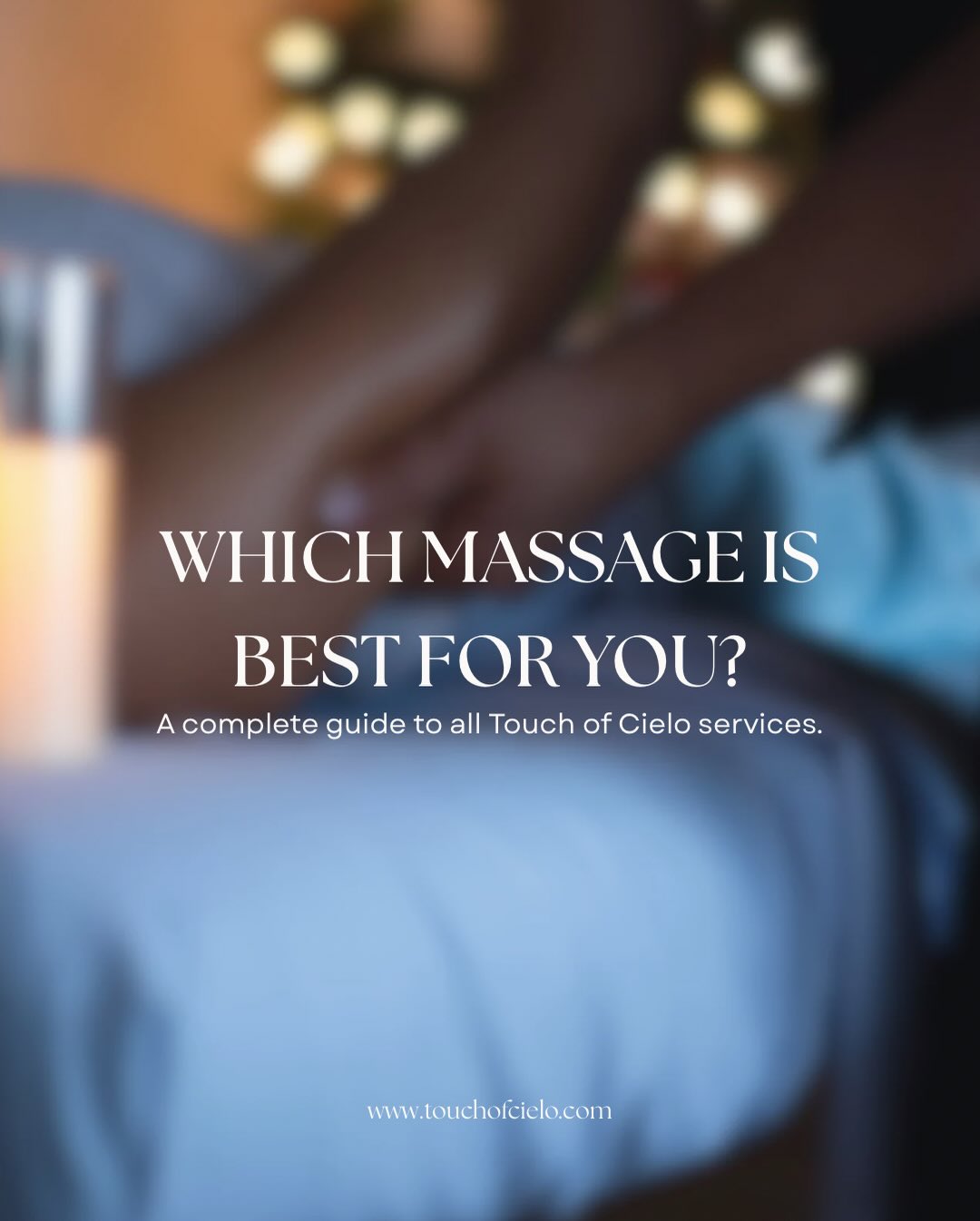 Each massage targets a different need.
Discover the right one for you with our guide !
SPECIAL OFFER ANNIVERSARY:
We are offering you $20 off all massages and gift cards only for this weekend.
Coupon code: ANNIVERSARY
Ends 23.11.25
To book yours visit our website: www.touchofcielo.com or send us directly a message
Always with care,
Touch of Cielo🩵
#fyp #massagesguides #massagetherapynearme