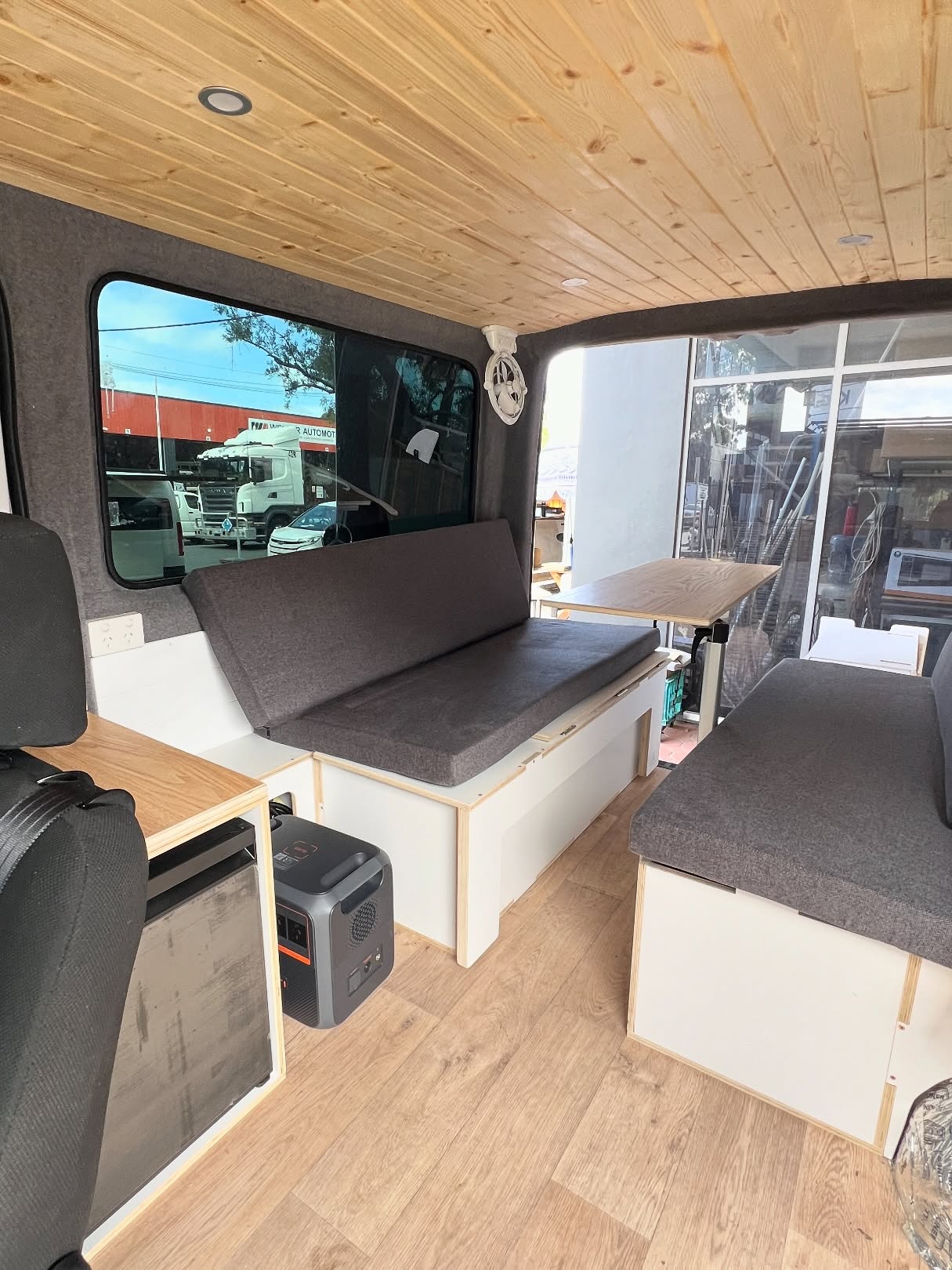 Mercedes Benz Sprinter H316β
VanBox LWB with Lagun Table (410mm height)
Custom L-shape bed: 1700mm (fridge side) / 1900mm (passenger side)
Fridge cabinet built to fit Dometic NRX 60C (internal)
Sandy Oak benchtop
White laminated cabinetry
Dedicated space for a BLUETTI portable power station
Designed for comfort, flow + maximum storage.
#katasprinter #sprintercampervans #mercedezbenz