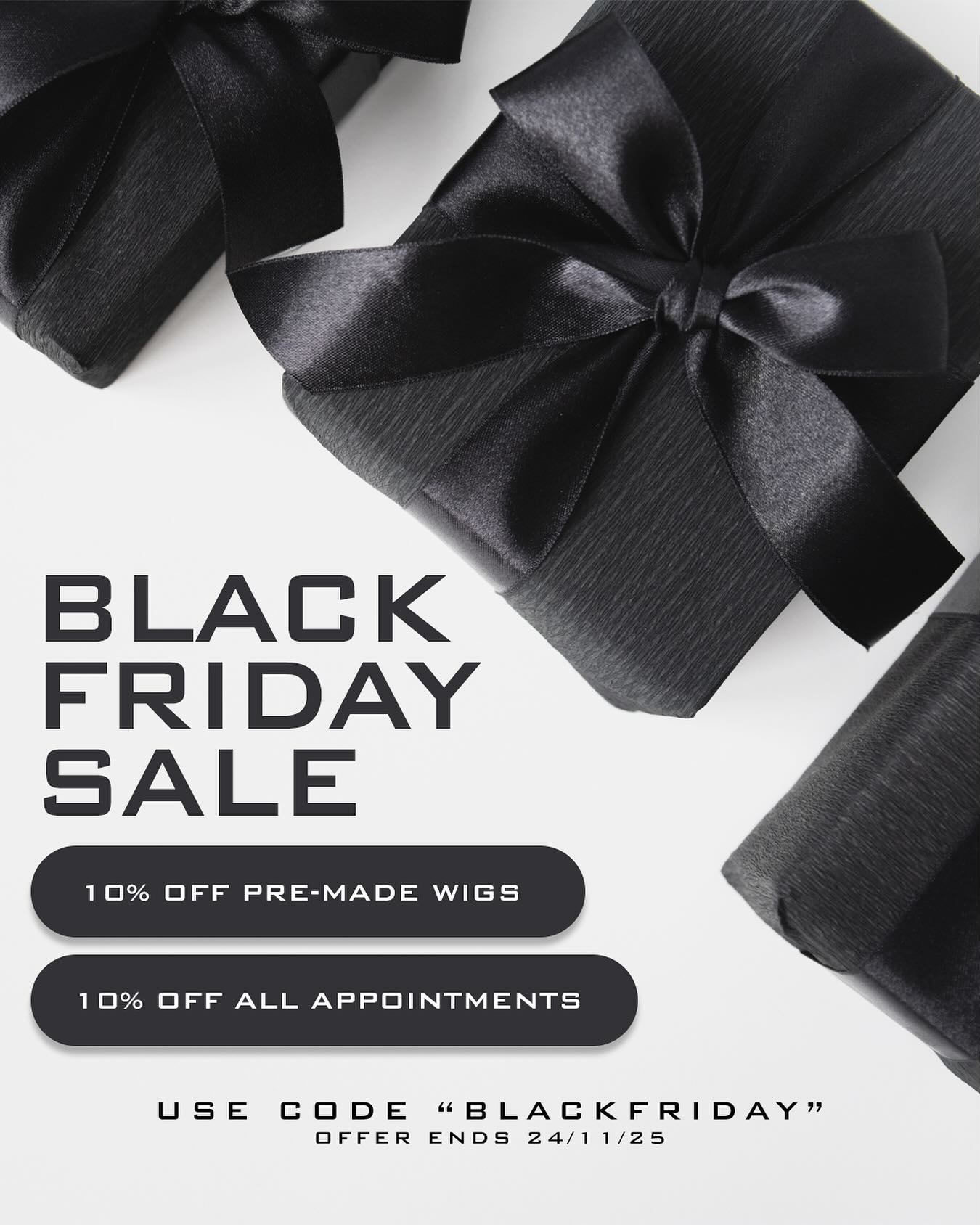 Grab 10% off Wigs and Hair appointments during our Black Friday Sales visit livHairbyZeenyah.co.uk 🖤🖤
Ends 24/11/2025 10pm DONT MISS OUT #zeenyah #blackfridaydeals #wigs #hairstylist #londonwigs #lacefront #gluelesswig #