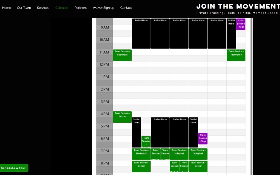Revamped Team Training Calendar
This weeksâ session include:
Volleyball đ
Basketball đ
Soccer â˝ď¸
Yoga đ§ââď¸
Taekwondo đĽ