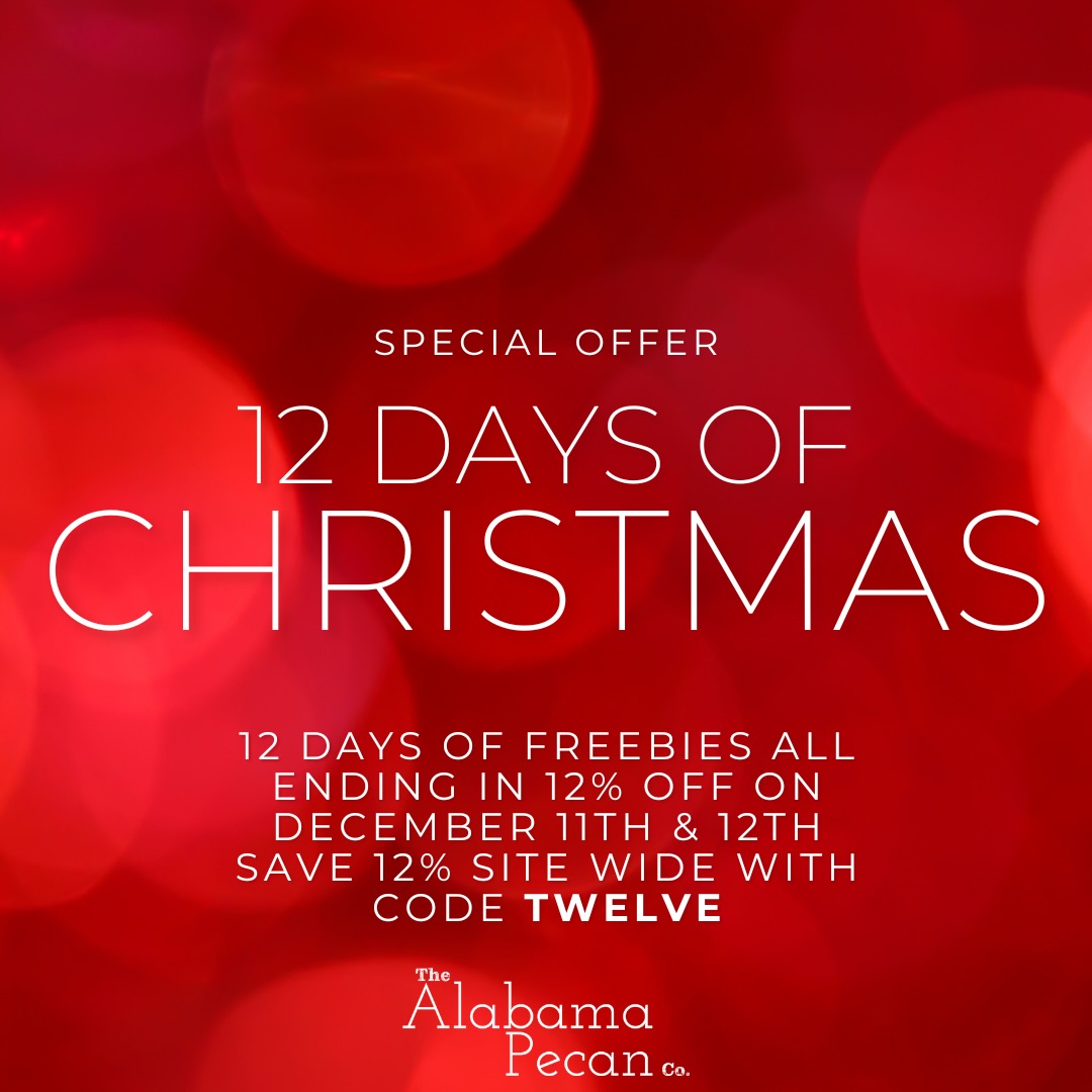 🎄✨ THE 12 DAYS OF CHRISTMAS FINALE IS HERE! ✨🎄
For TWO DAYS ONLY — December 11th & 12th — enjoy
🎉 12% OFF SITEWIDE 🎉
when you use code TWELVE at checkout!
Pecans, candies, pies, coffee, gift boxes…
Everything on the site is included.
It’s our last big holiday deal, and it’s the perfect time to stock up, gift big, and save while you can.
🛒 Shop now: AlabamaPecanCo.com
Use code: TWELVE
#12DaysOfChristmas #HolidaySale #12PercentOff #CodeTWELVE #ShopSouthern #AlabamaPecanCompany #PecanEverything #SweetSavings #ChristmasShopping #FreeShippingUSA