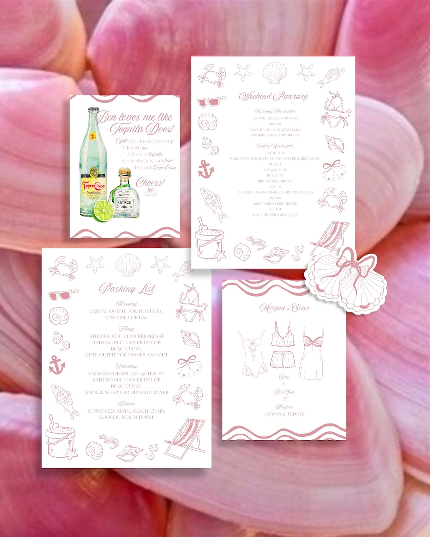 The cutest way to personalize your weekend: custom itineraries, drink signs, and event designs for any celebration!
#bachloretteweekend #customdesıgn #digitaldesign #customartwork #customdigitaldesign #bachloretteparty #bachlorette